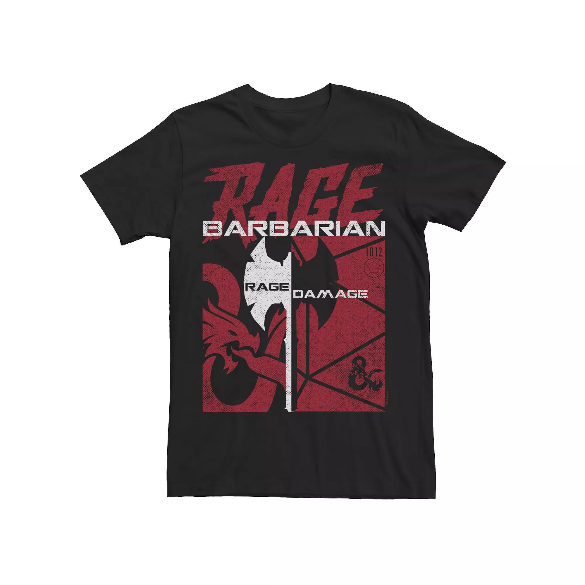 Men's Dungeons & Dragons Barbarian Rage And Damage Axe Tee, Size: Large, Black Product Image