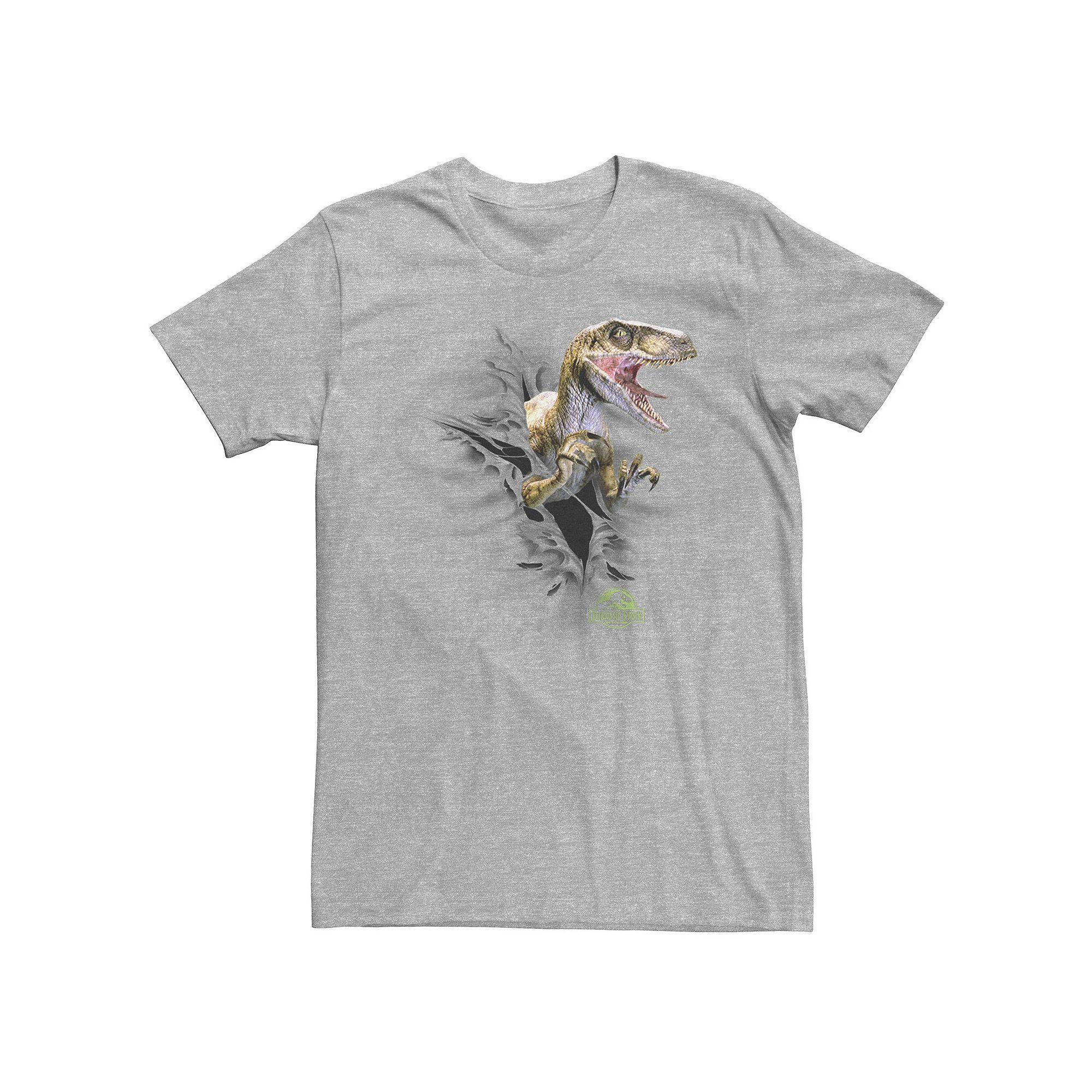 Big & Tall Jurassic Park Velociraptor Tears Through Graphic Tee, Mens Athletic Grey Product Image