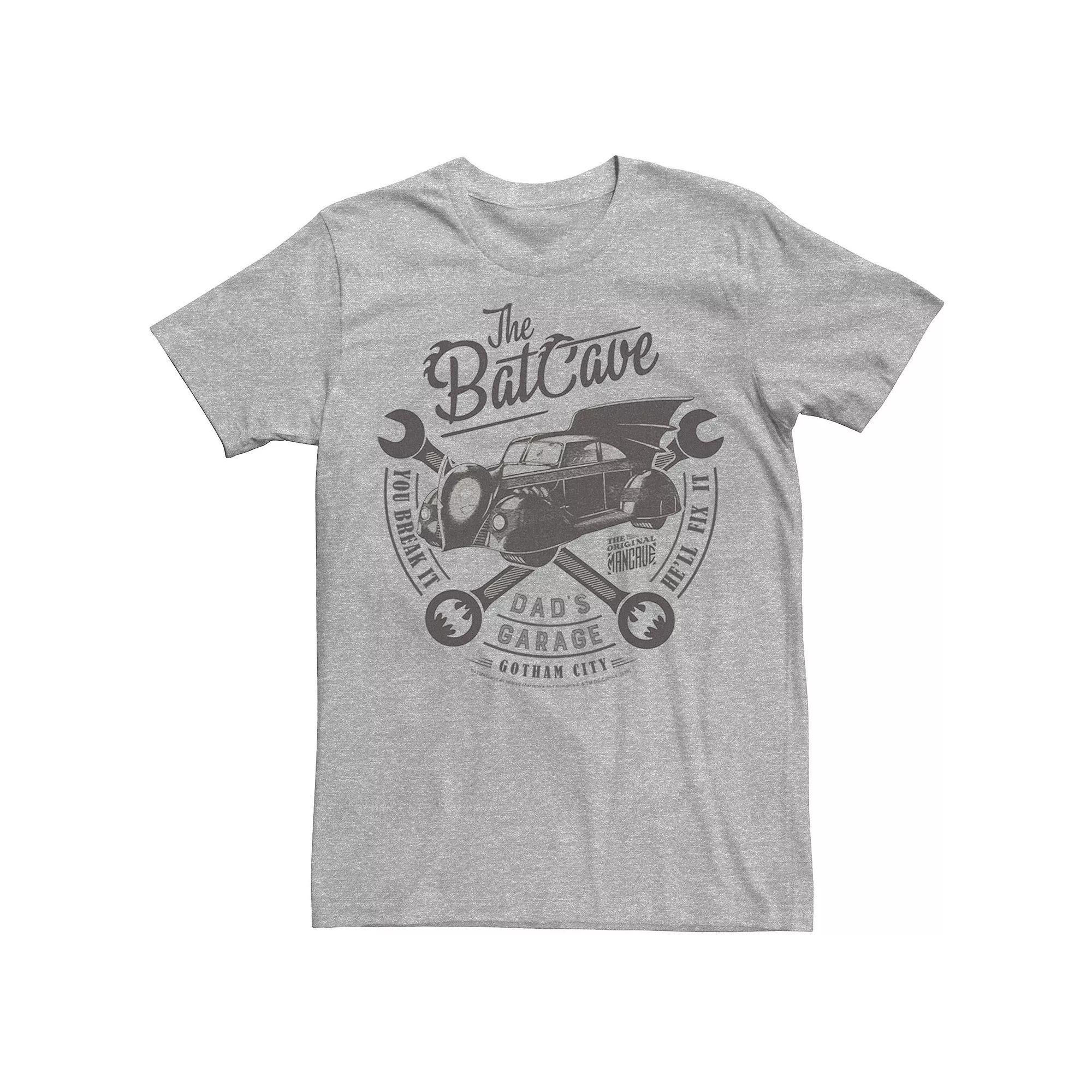 Mens DC Comics The Bat Cave Circle Text Poster Tee, Men's, Size: Large, Silver Product Image