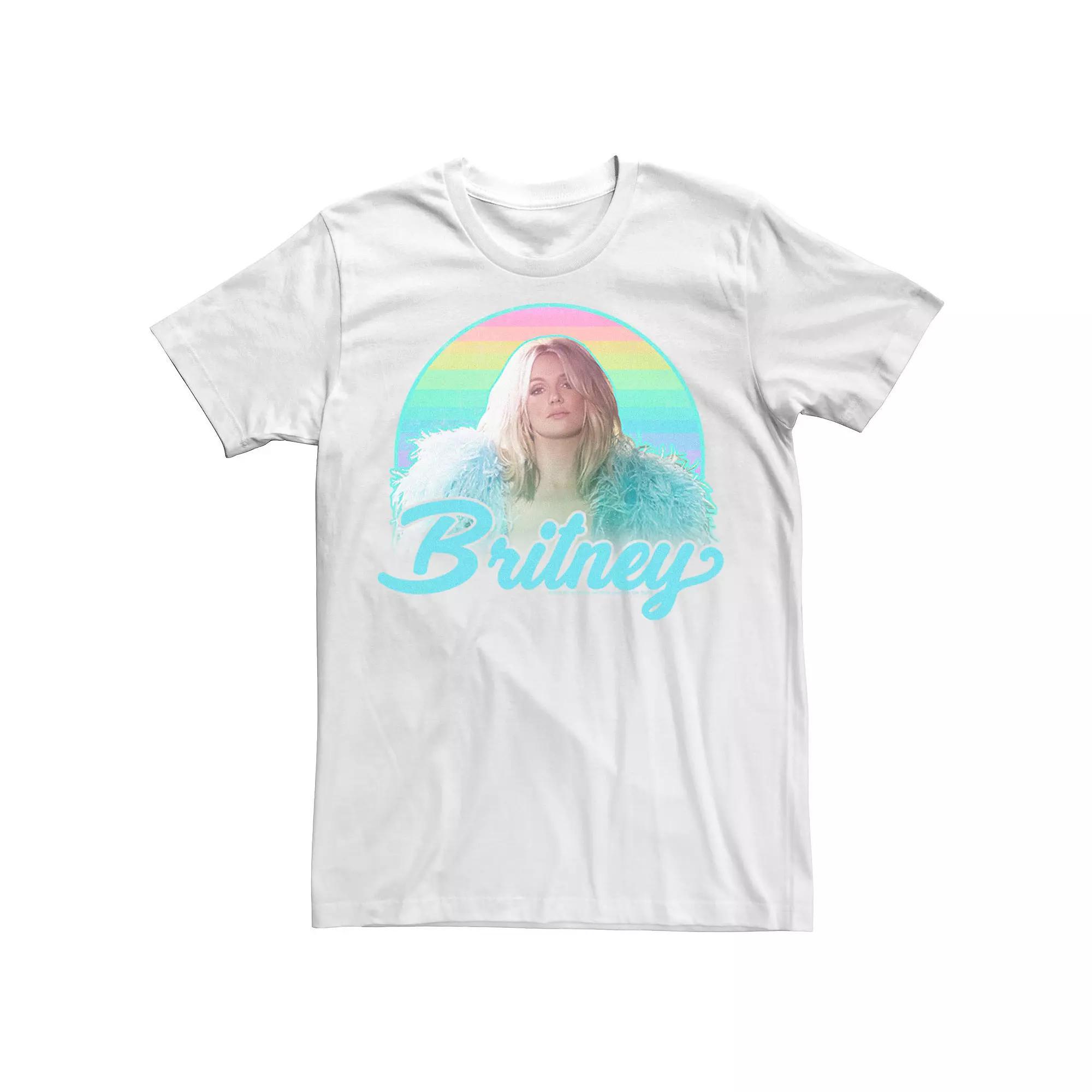 Men's Britney Spears Pastel Rainbow Portrait Tee, Size: Large, White Product Image