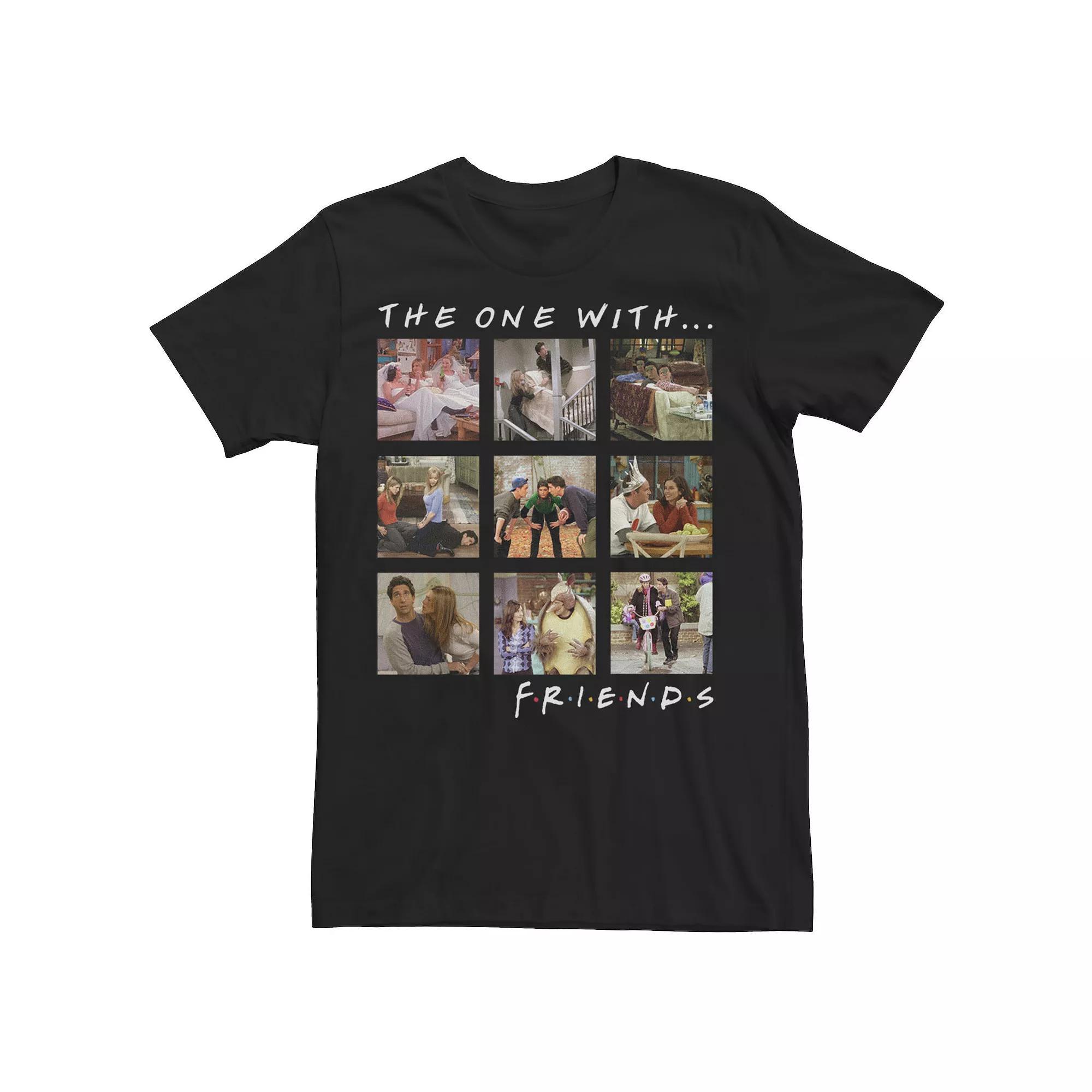Big & Tall Friends Group Shot "The One With..." Character Panels Tee, Men's, Size: LT, Black Product Image