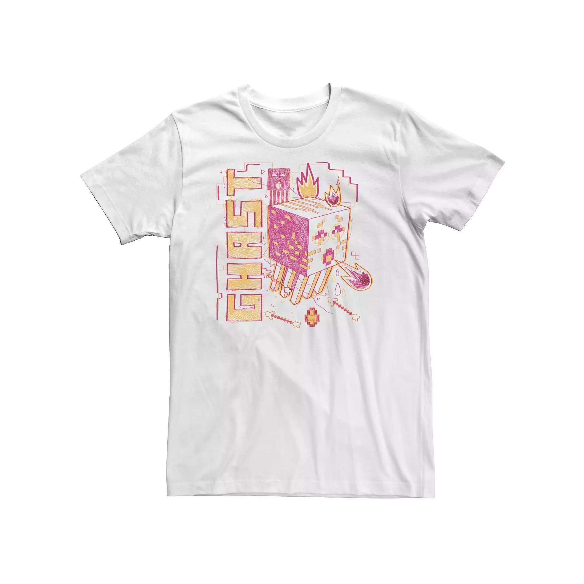 Big & Tall Minecraft Ghast Sketch Portrait Tee, Men's, Size: 3XL Tall, White Product Image