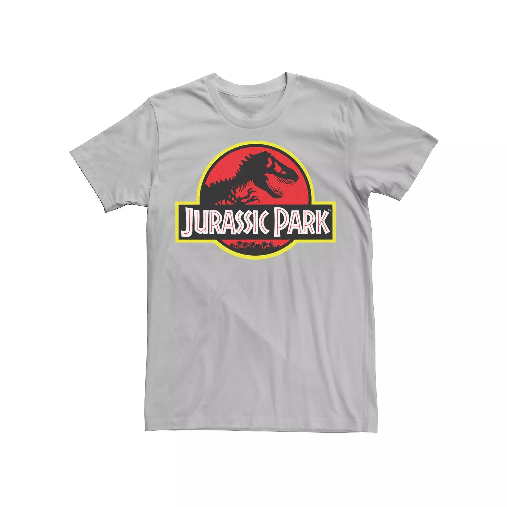 Mens Jurassic Park Red & Yellow Outline Logo Graphic Tee Royal Grey Product Image