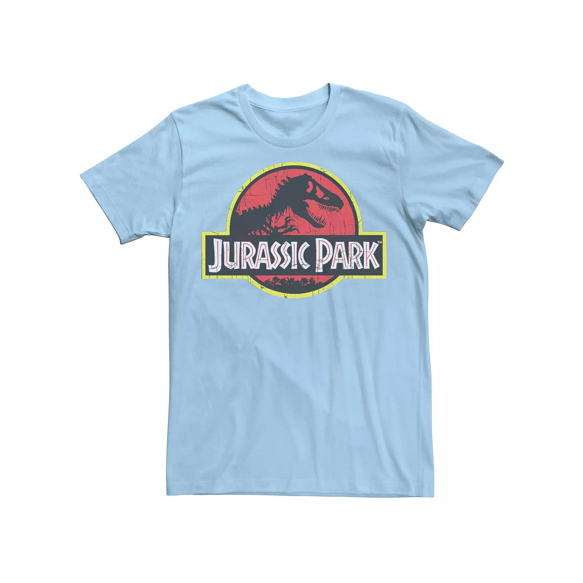 Men's Jurassic Park Red & Yellow Outline Logo Graphic Tee, Size: XXL, Royal Grey Product Image