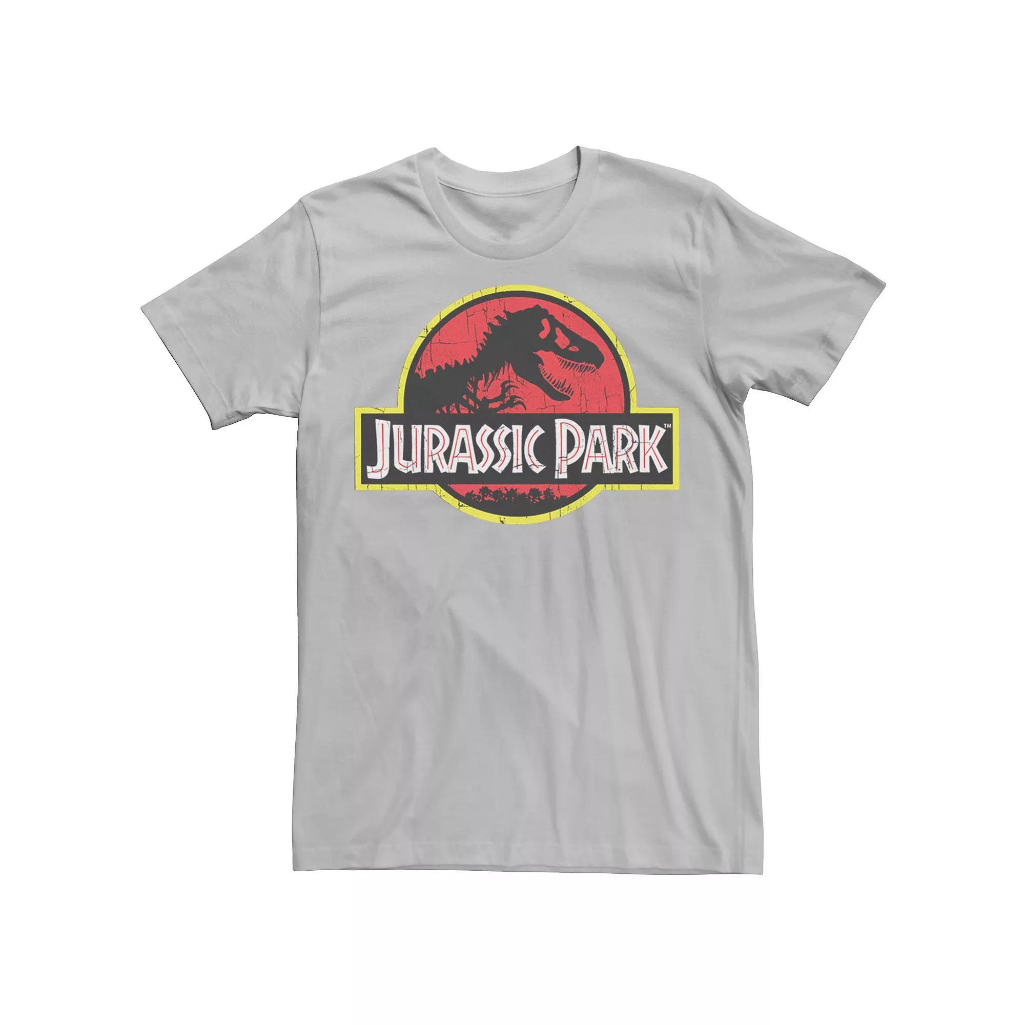 Men's Jurassic Park Red & Yellow Outline Logo Graphic Tee, Size: XXL, Royal Grey Product Image