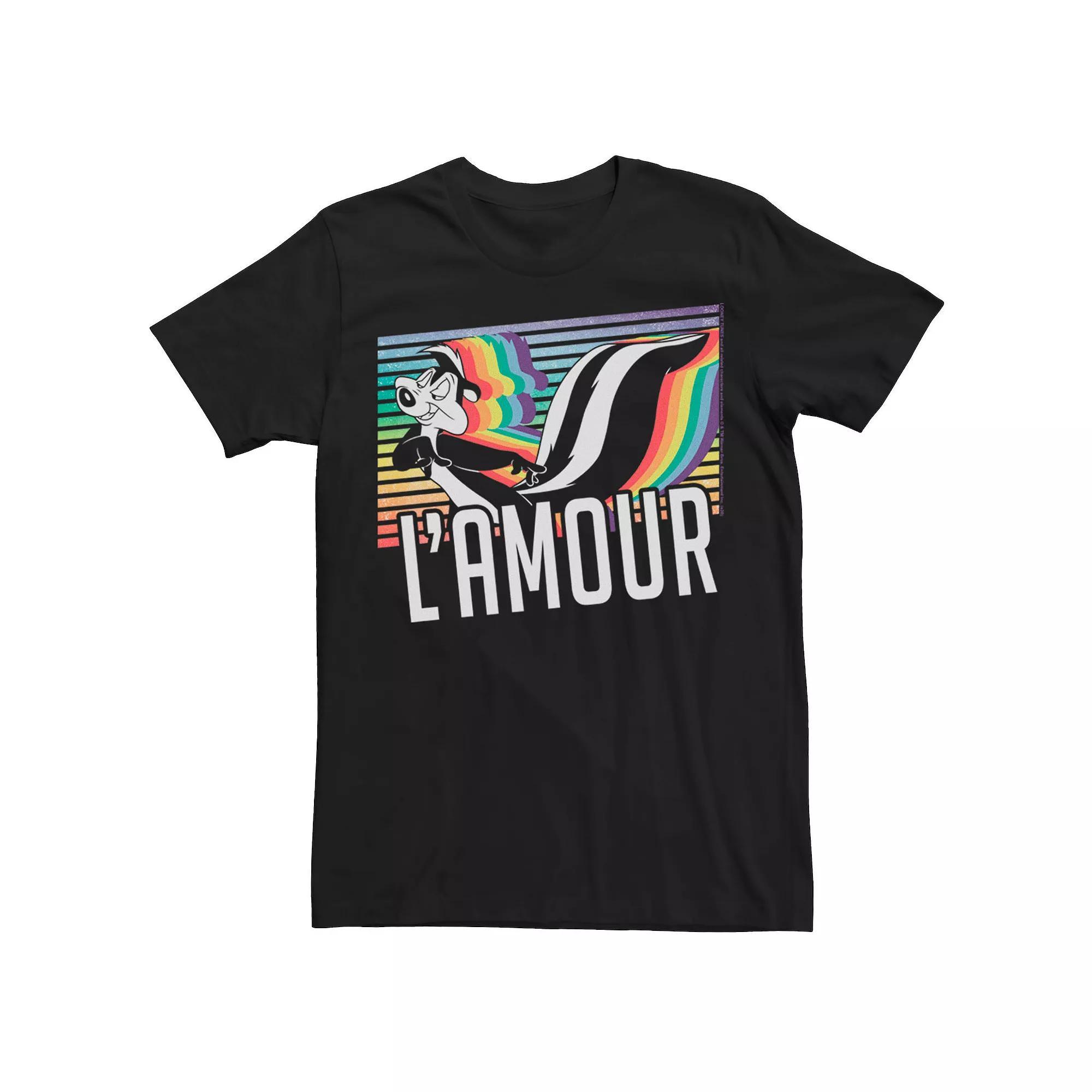 Adult Looney Tunes Pride Pepe Le Pew L'Amour Tee, Men's, Size: Large, Black Product Image