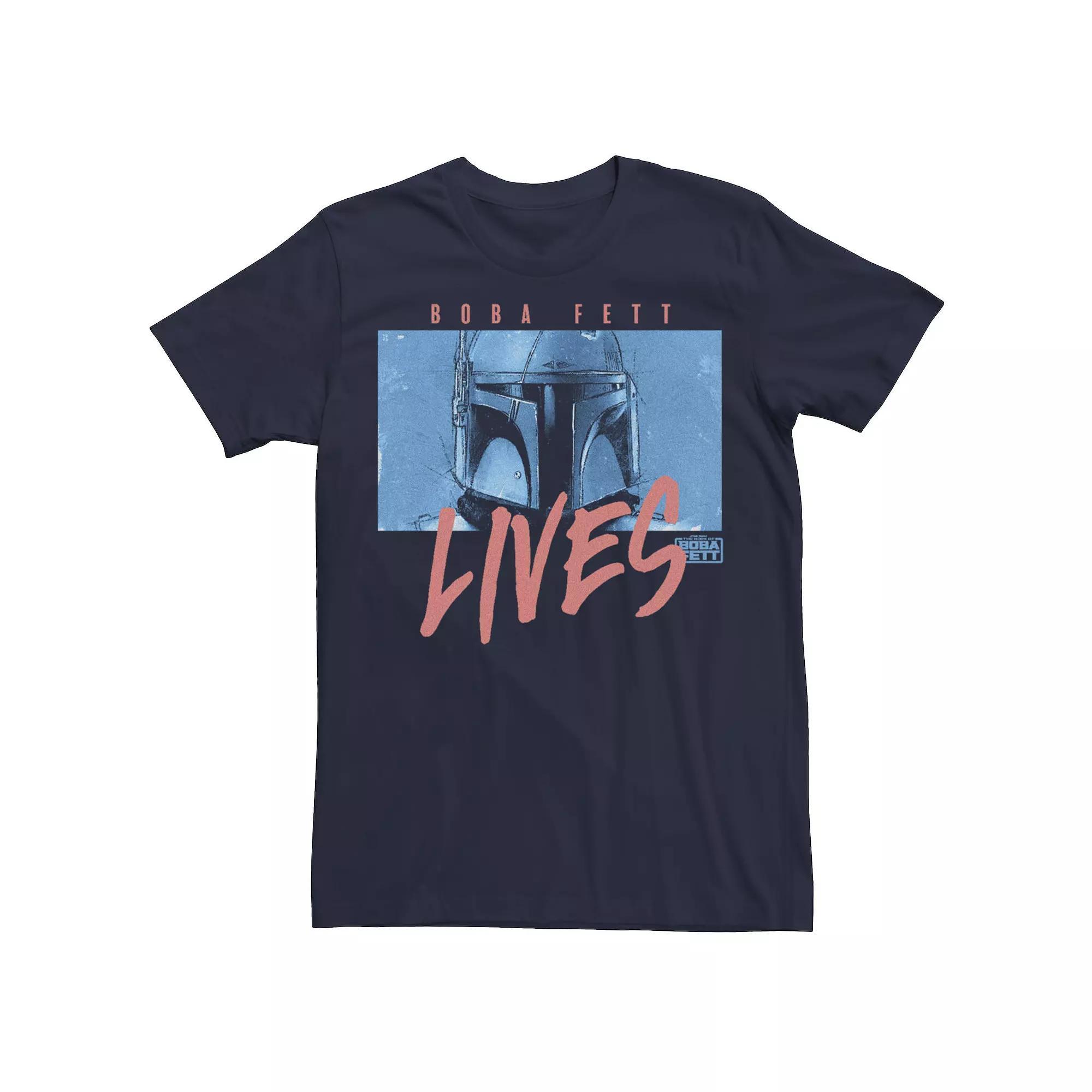 Men's Star Wars Boba Fett Lives Boxed Head Shot Tee, Size: Medium, Blue Product Image