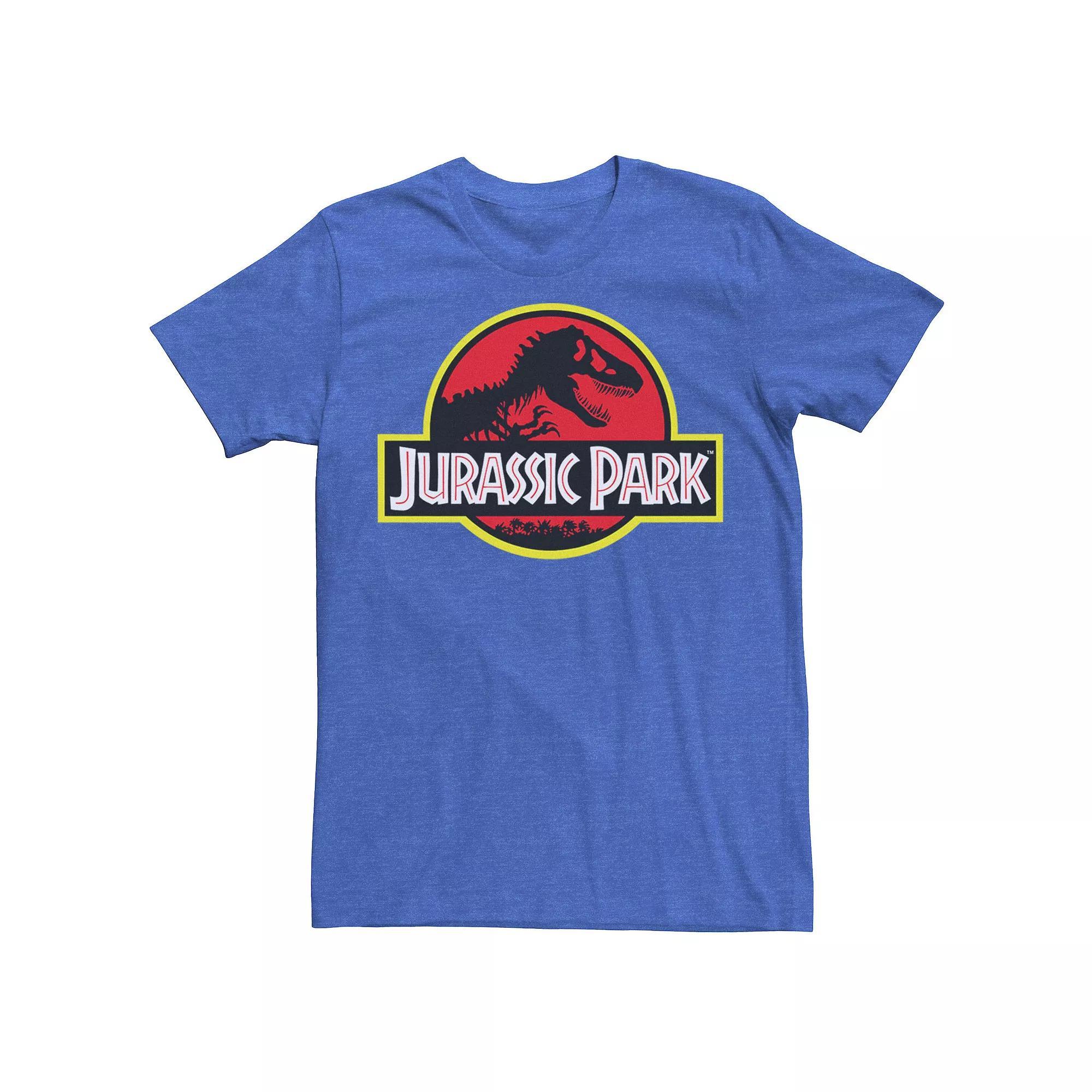Men's Jurassic Park Red & Yellow Outline Logo Graphic Tee, Size: XXL, Royal Grey Product Image