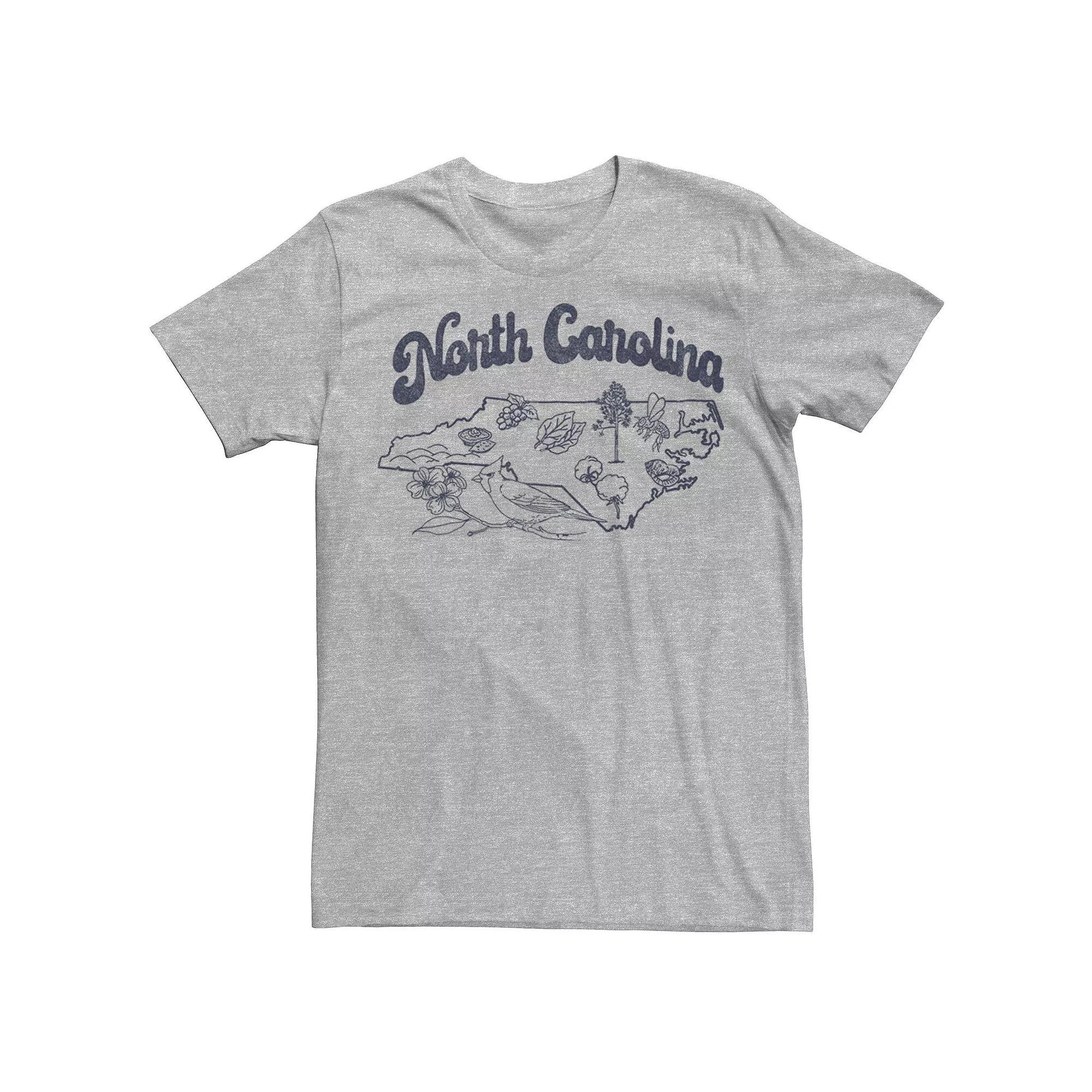 Men's North Carolina Landmarks Map Sketch Tee, Size: Large, Athletic Grey Product Image