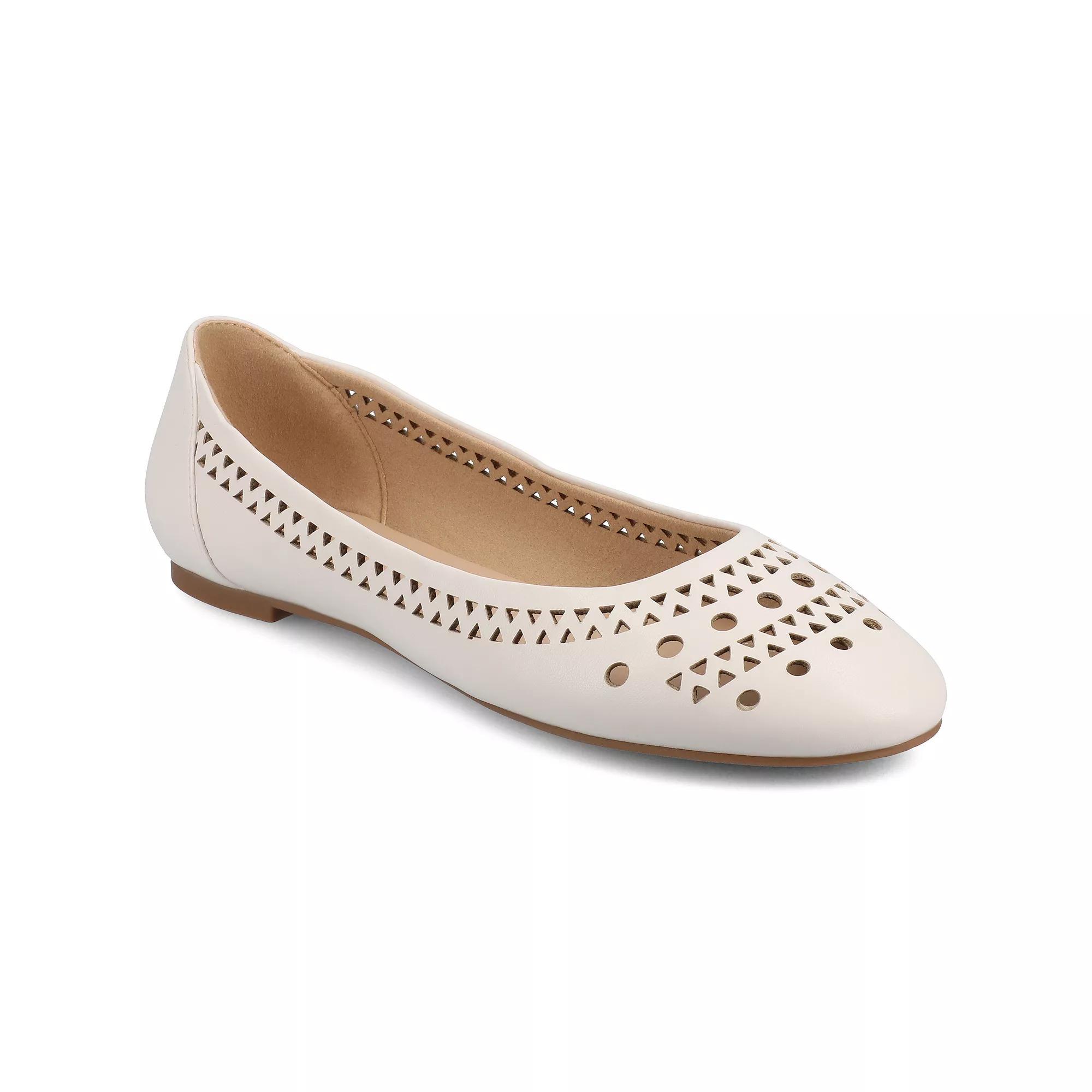 Journee Kamrah Women's Cut Out Round Toe Dress Flats, Size: 10, Ivory Product Image