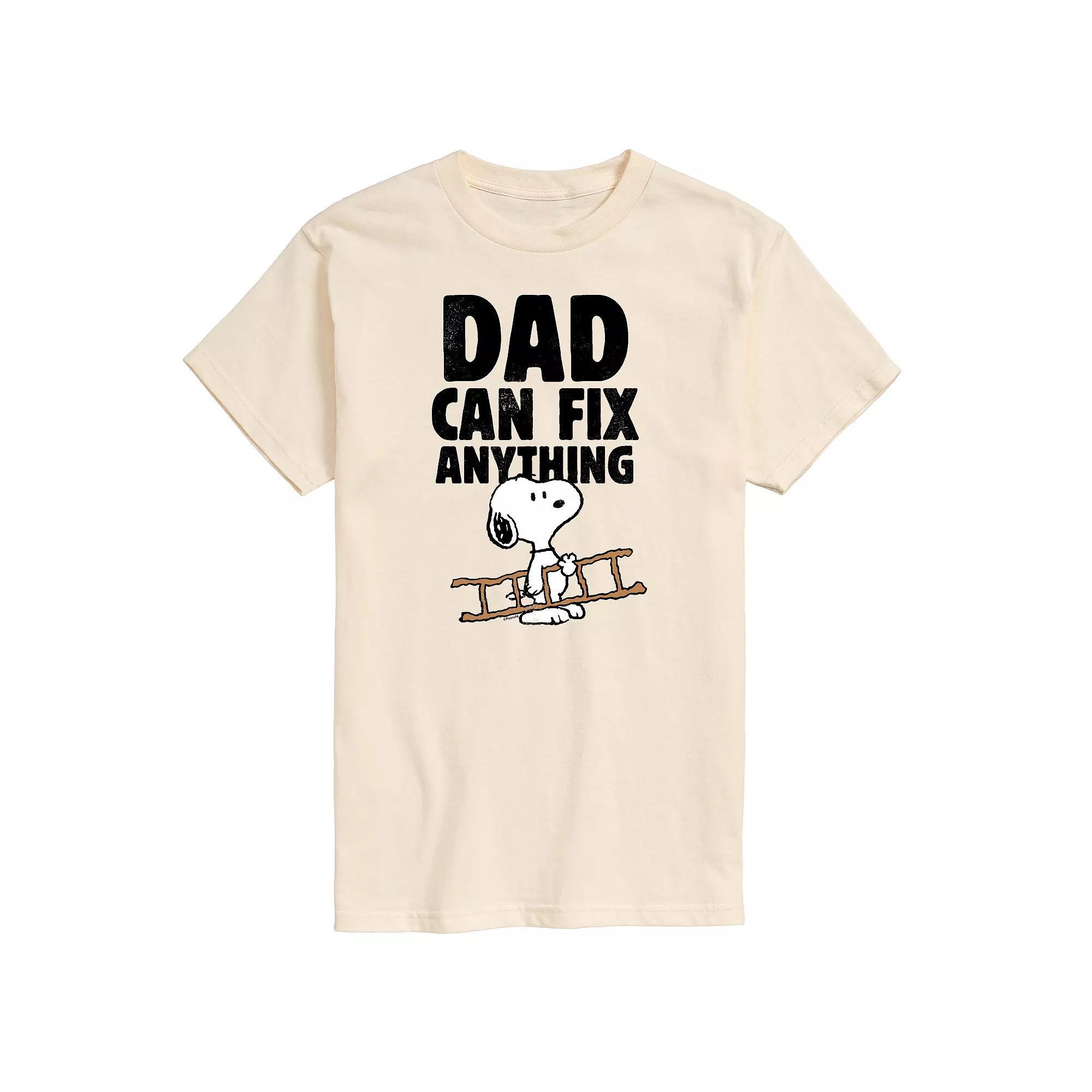 Men's Peanuts Dad Can Fix It Graphic Tee, Size: XXL, White Product Image