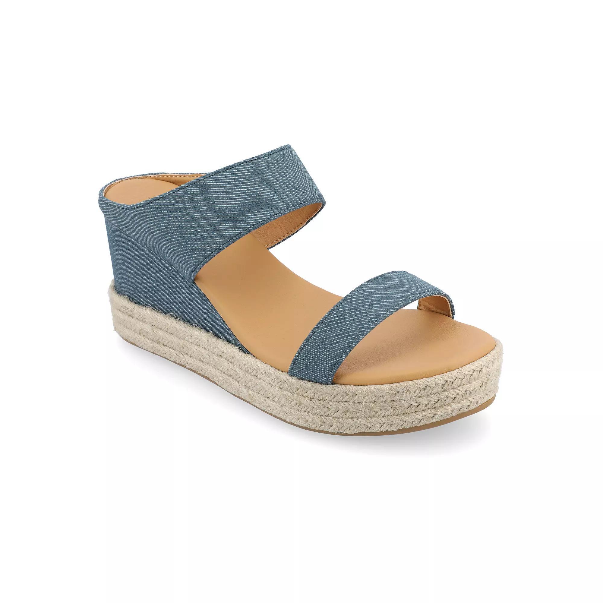 Journee Alissa Womens Wedge Sandals Blue Product Image