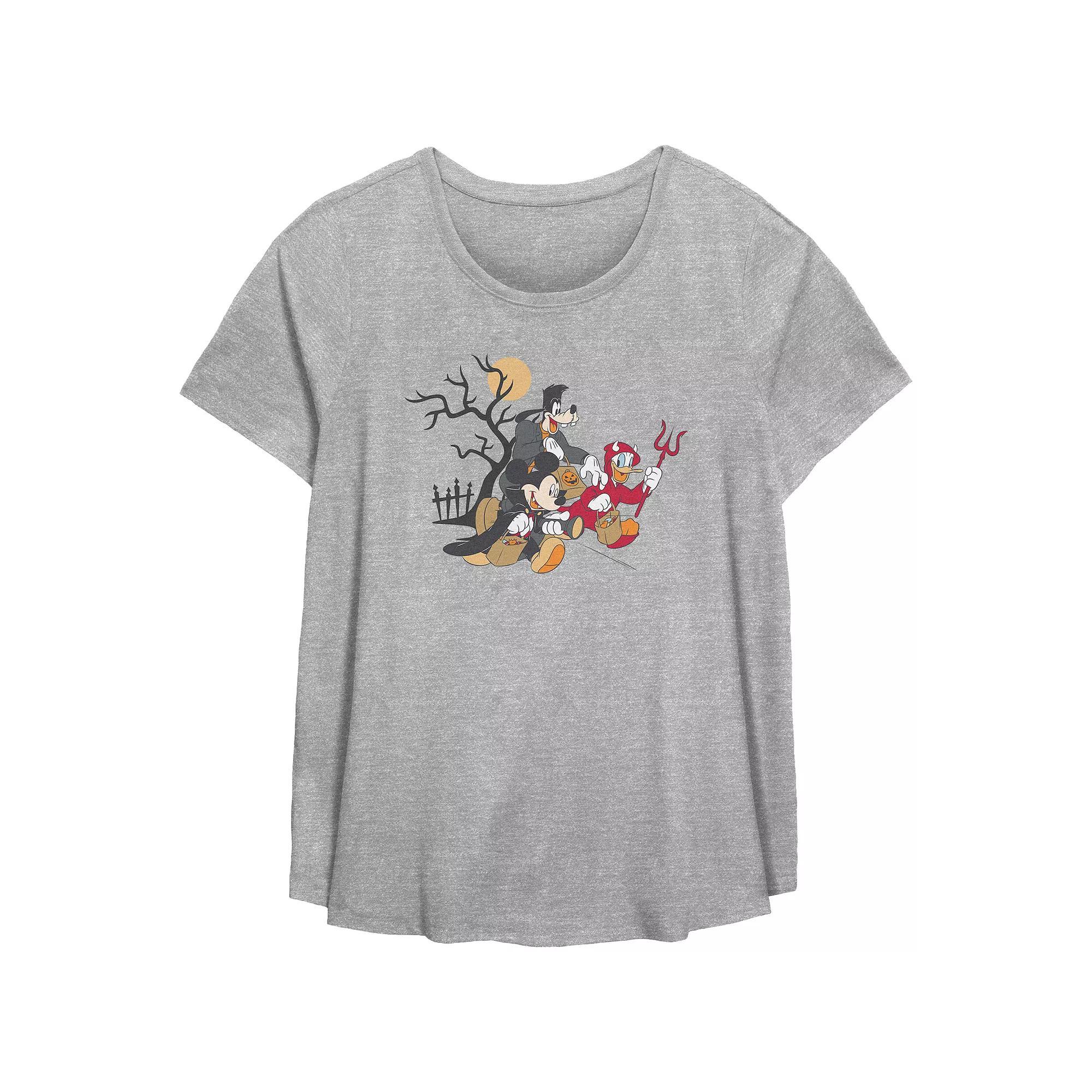 Disney's Mickey Mouse And Friends Trick Or Treaters Plus Size Flowy Graphic Tee, Women's, Size: 3XL, Grey Gray Product Image