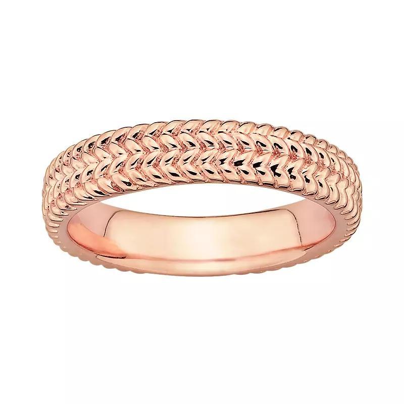 Stacks & Stones 18k Rose Gold Over Silver Herringbone Stack Ring, Women's Product Image