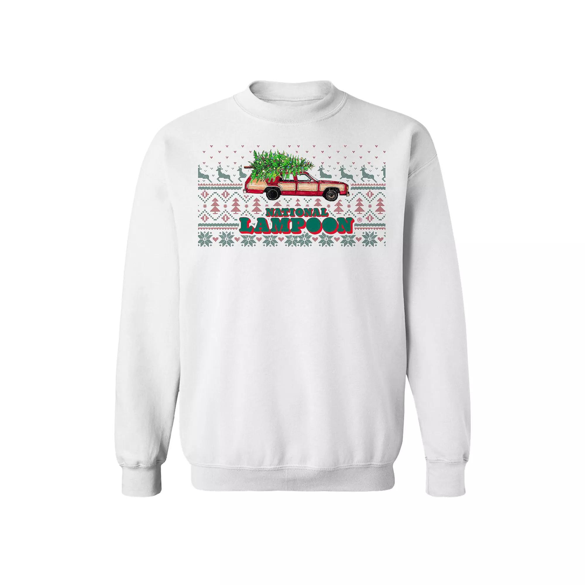 Men's Ugly Sweater Holiday National Lampoon's Christmas Vacation Graphic Fleece Crew Sweatshirt, Size: Large, White Product Image