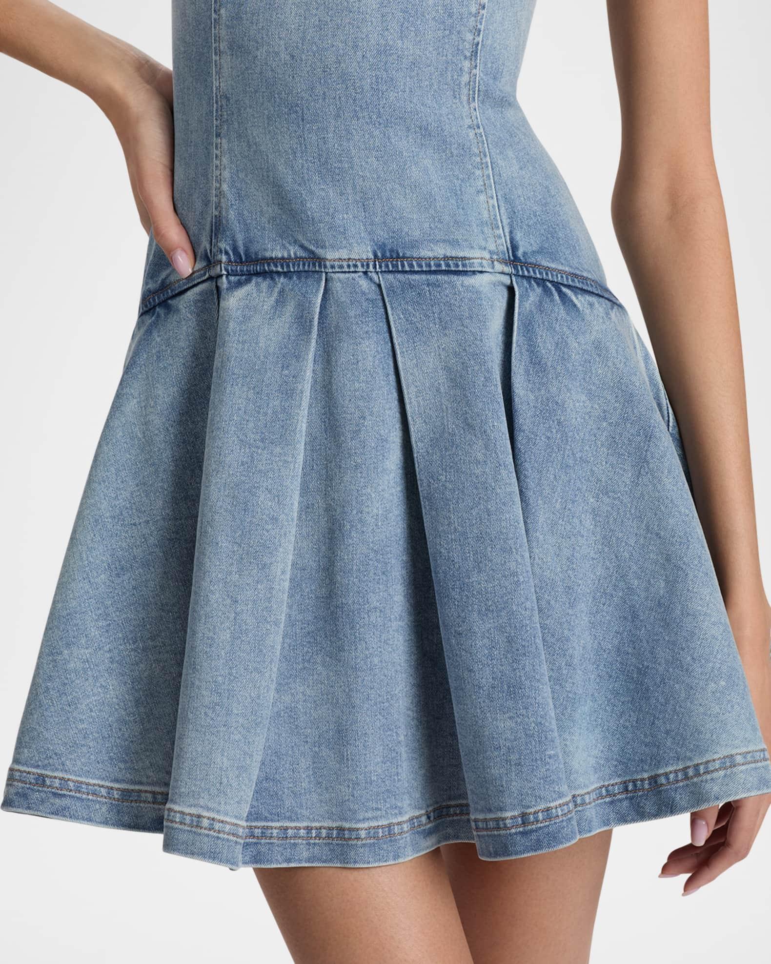 Adley Sleeveless Drop-Waist Denim Mini Dress Product Image