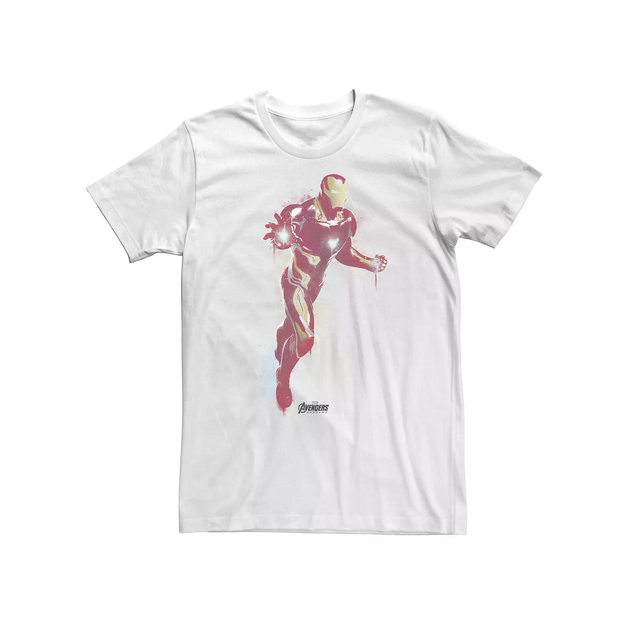 Big & Tall Marvel Avengers Endgame Iron Man Spray Paint Tee, Men's, Size: 5XL, White Product Image