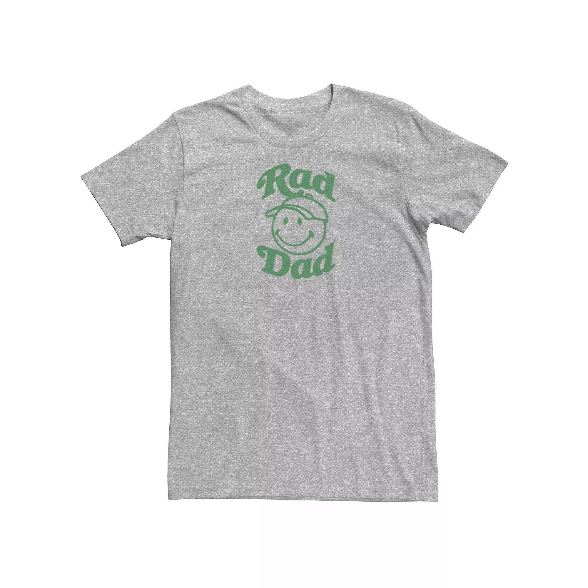 Men's Rad Dad Smiley Face With Cap Graphic Tee, Size: 4XL, Athletic Grey Product Image