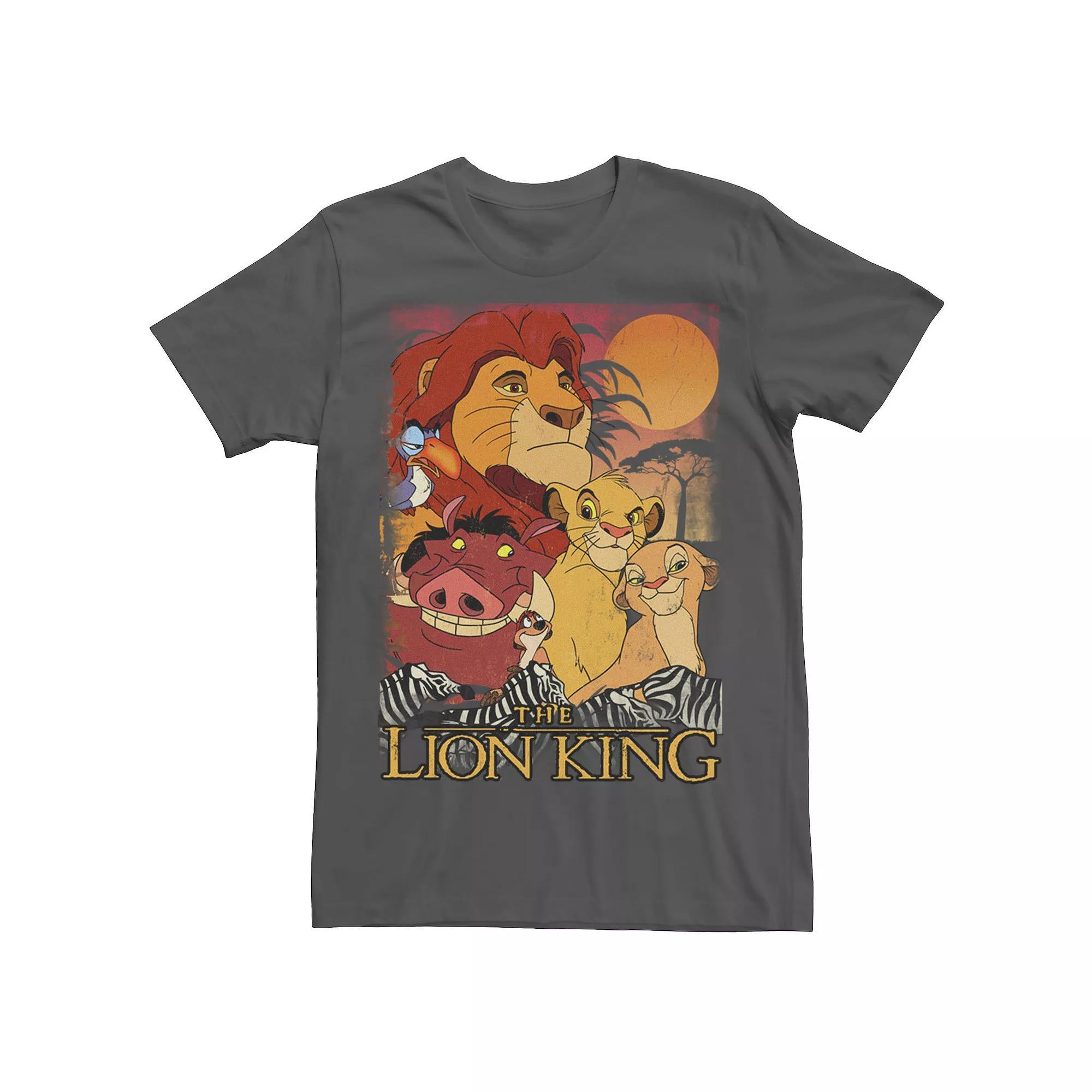 Disney's The Lion King Happy Group Shot Poster Men's Tee, Size: Medium, Grey Product Image