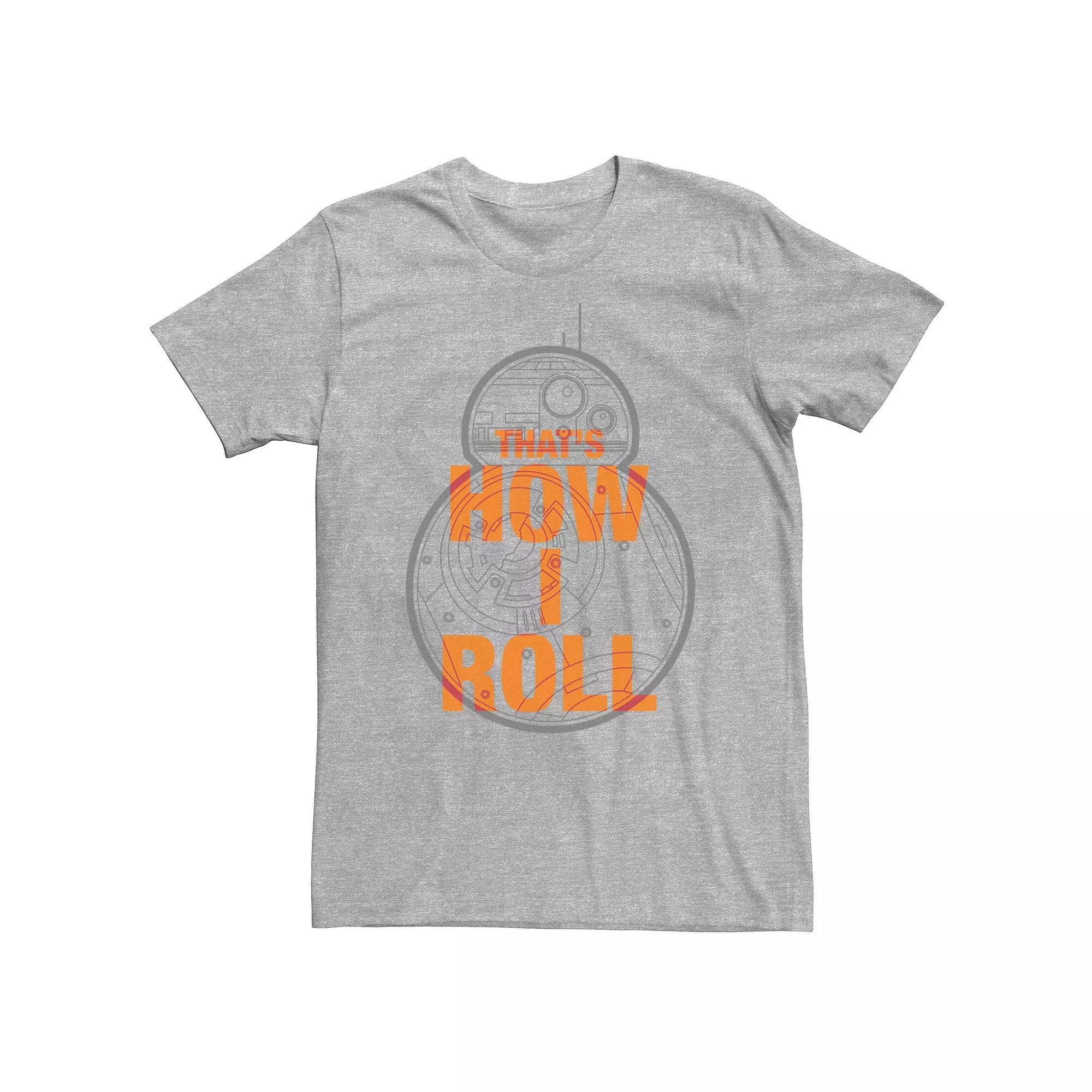 Big & Tall Star Wars Force Awakens BB-8 That's How I Roll Tee, Men's, Size: 4XL, Athletic Grey Product Image
