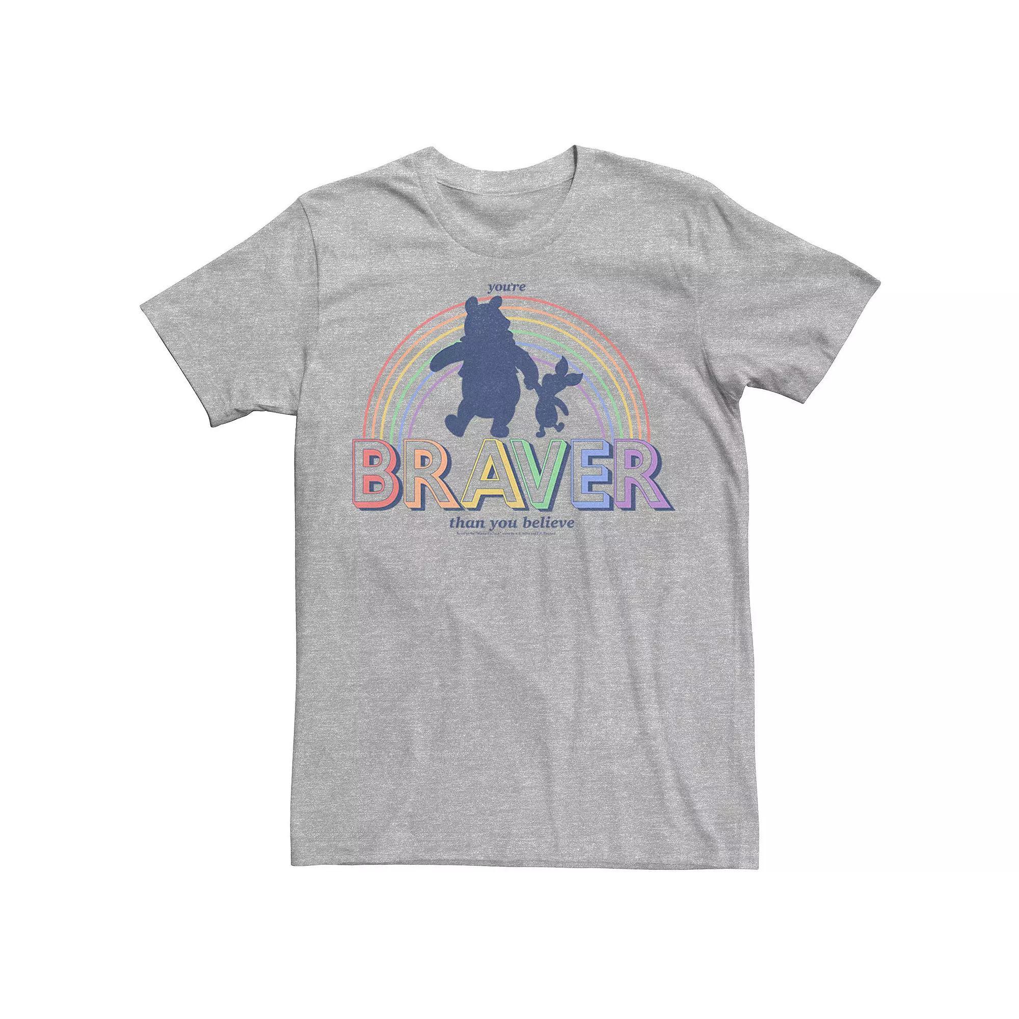 Disney's Winnie The Pooh And Piglet You're Braver Than You Believe Men's Graphic Tee, Size: Medium, Athletic Grey Product Image