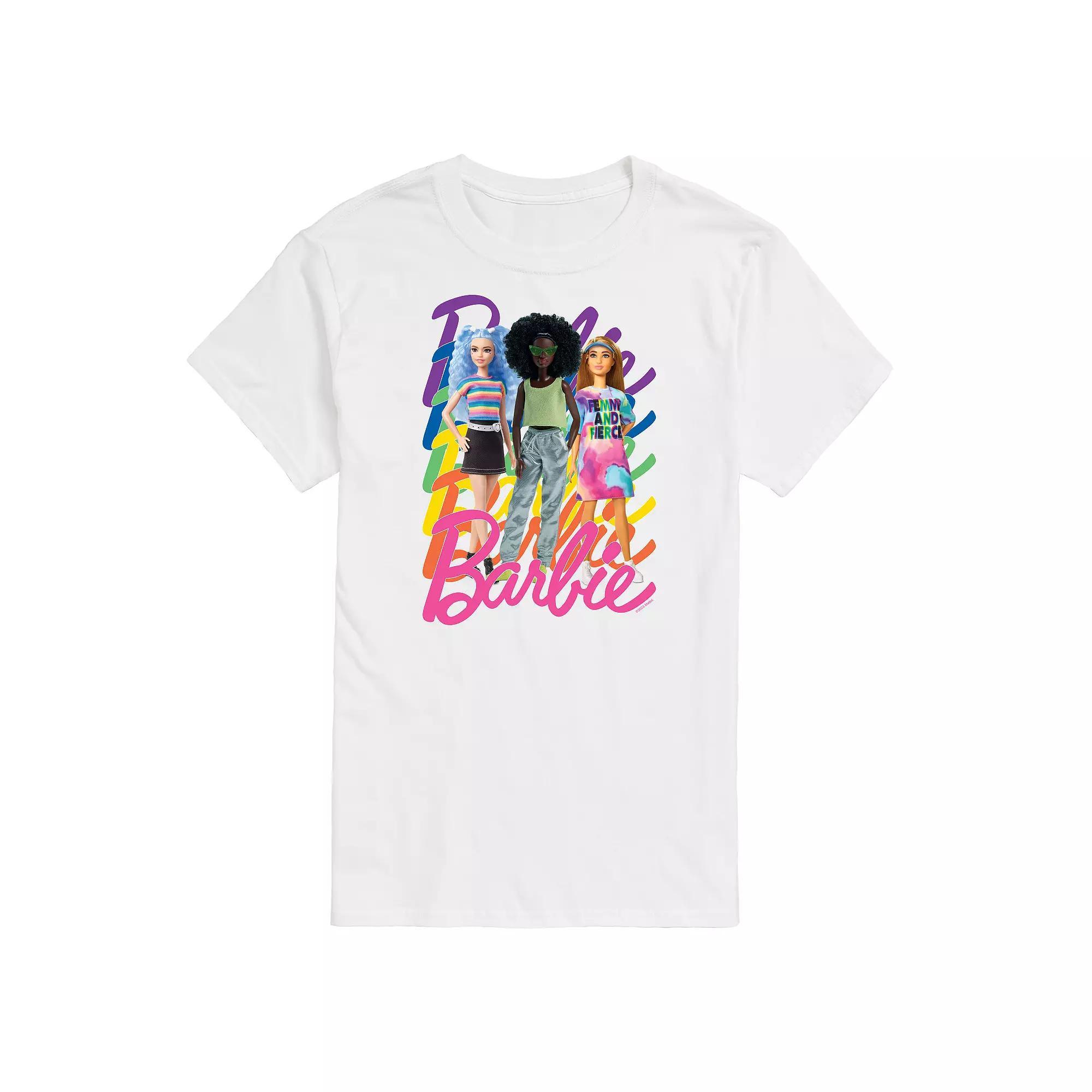 Big & Tall Barbie Pride Rainbow Logo Graphic Tee, Mens Product Image
