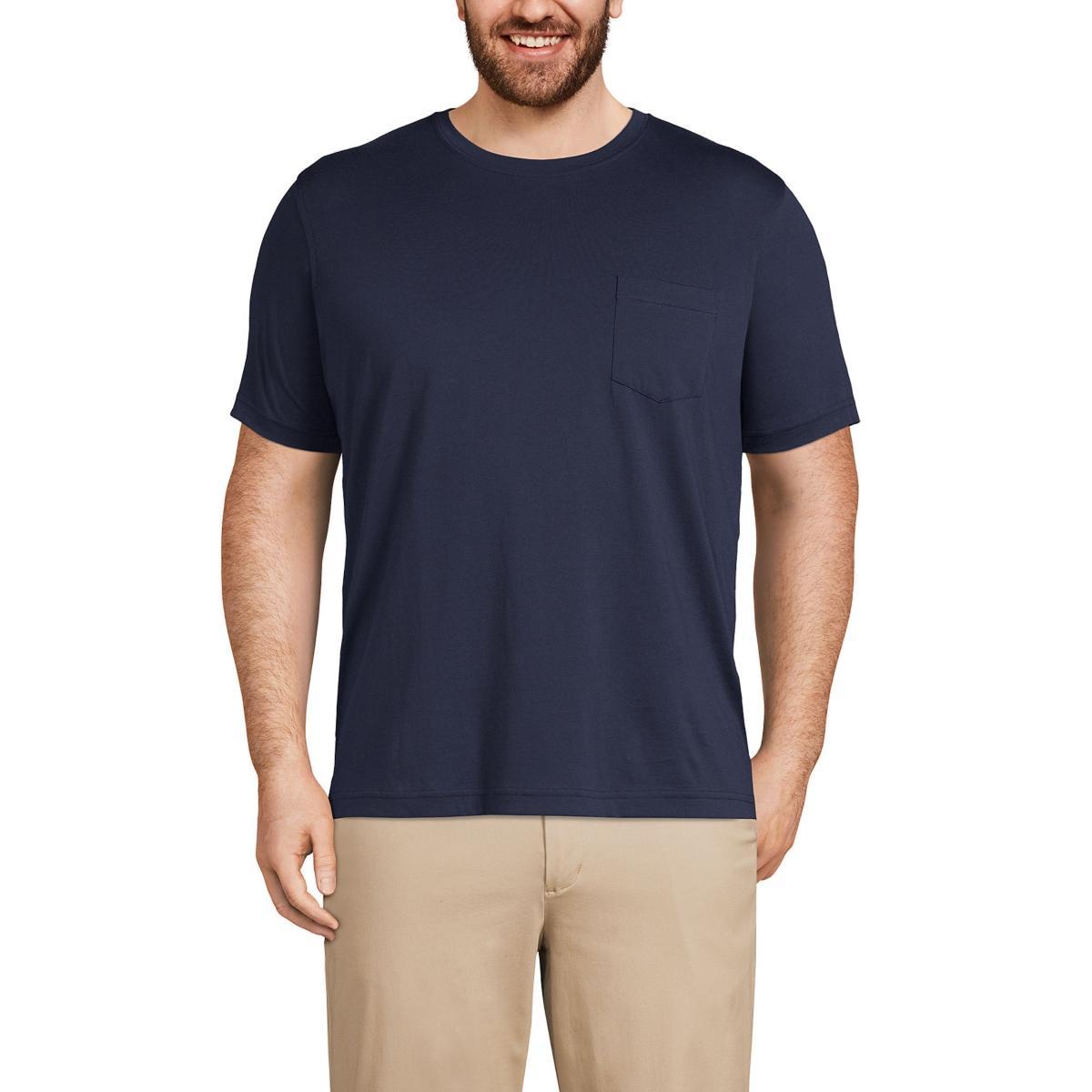 Big & Tall Lands End Supima Pocket Tee, Mens Radiant Blue Product Image