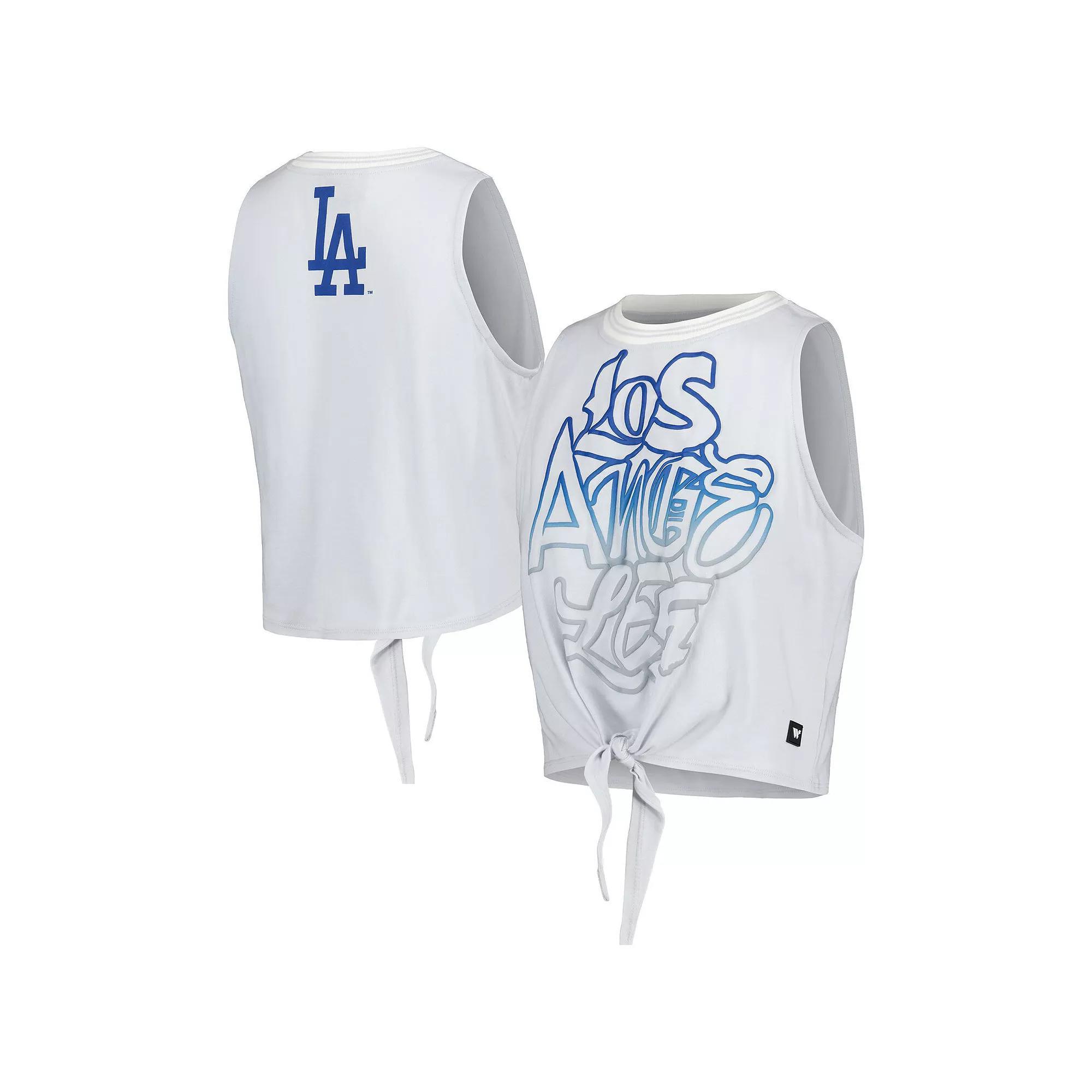 Women's The Wild Collective Gray Los Angeles Dodgers Twisted Tie Front Tank Top, Size: XS, Grey Product Image