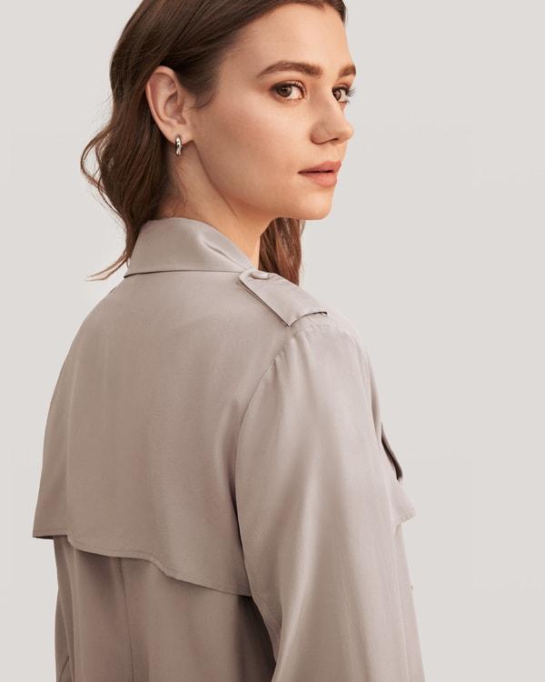 Classic Double-Breasted Silk Trench Coat Product Image