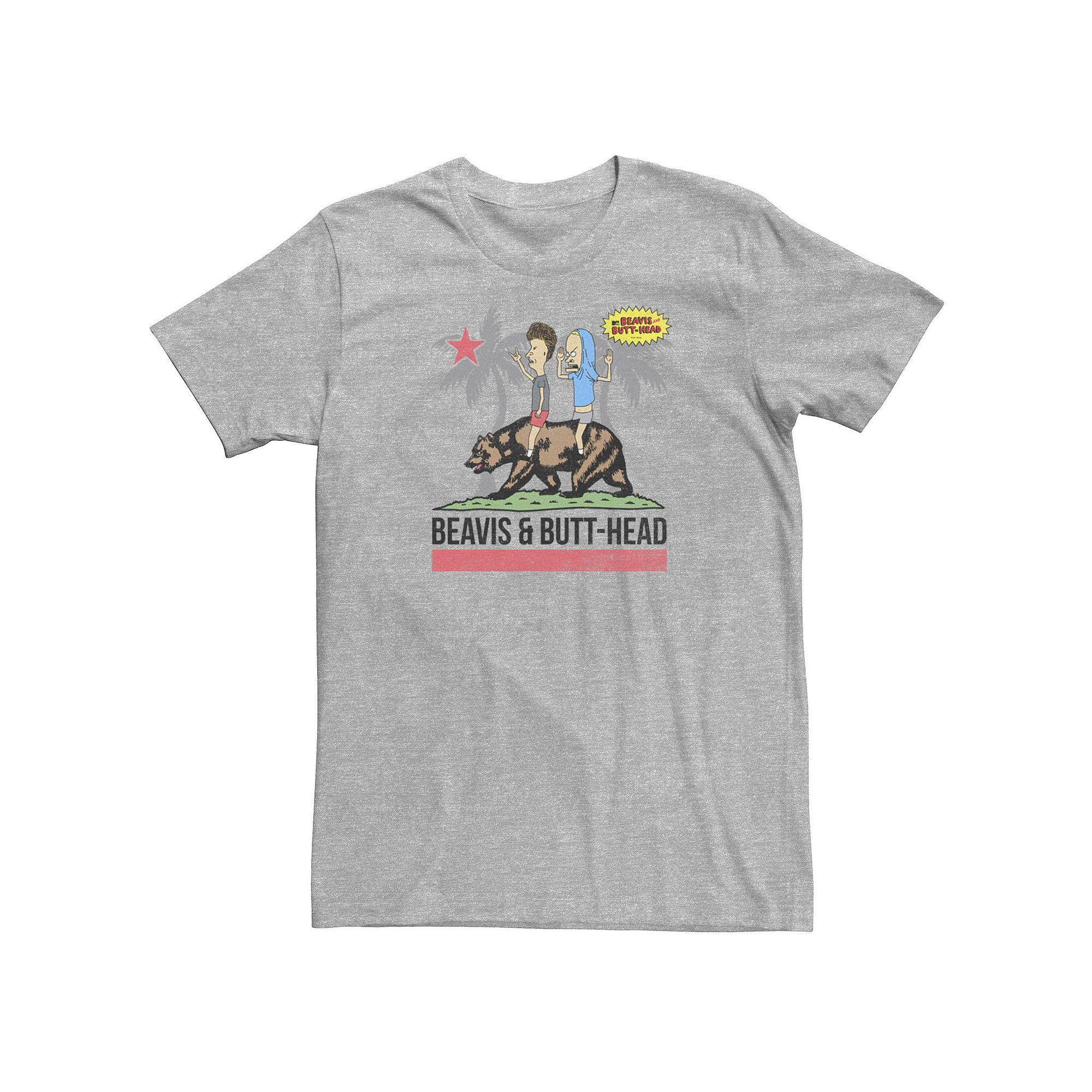 Men's Beavis And Butthead Bear California Flag Tee, Size: XL, White Product Image