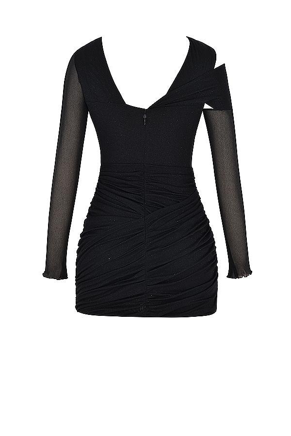 Santa Black Glitter Cutout Mini Dress Product Image