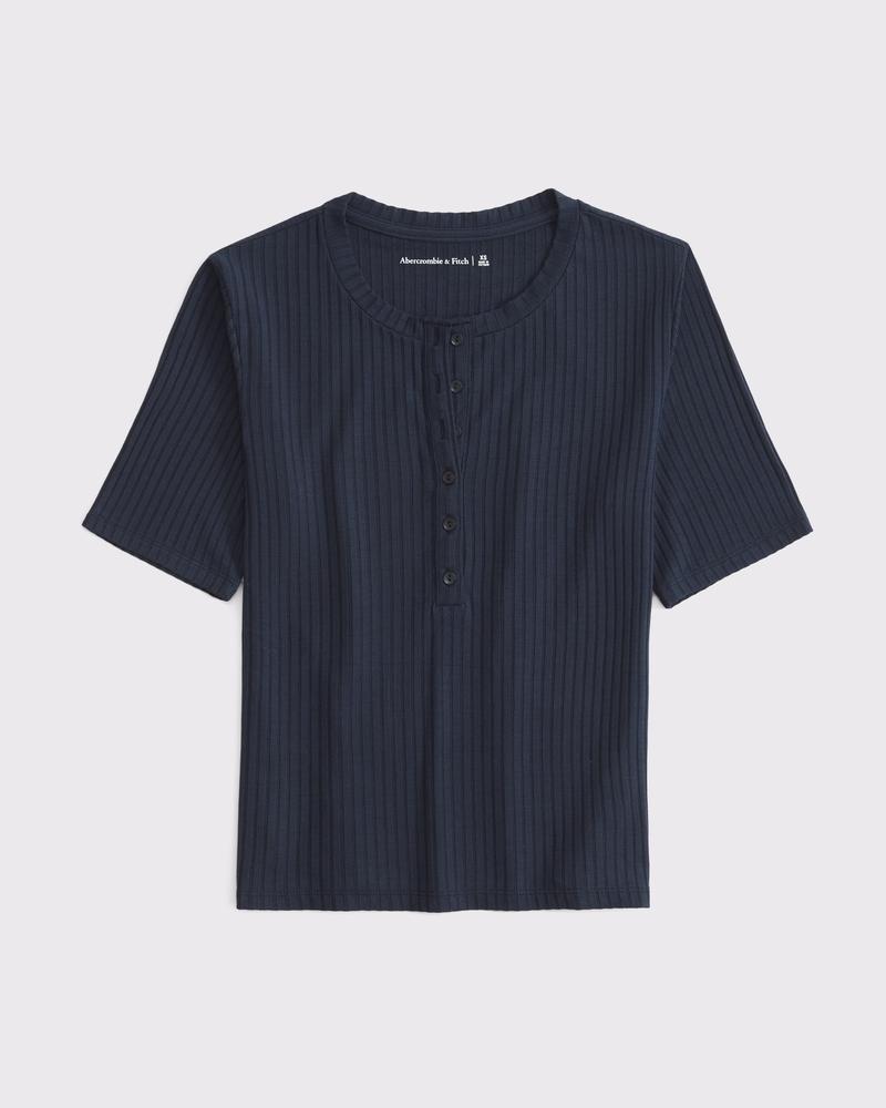 Half-Sleeve Henley Top Product Image