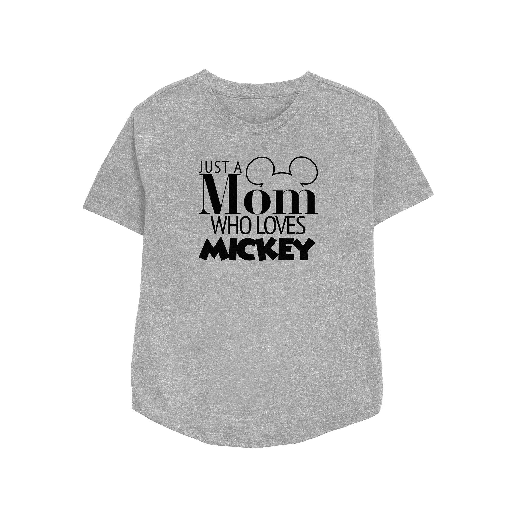 Disney's Mickey Mouse Just A Mom Who Loves Mickey Women's Relaxed Fit Graphic Tee, Size: XL, Athletic Grey Product Image