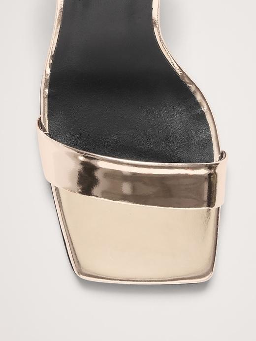 Italian Metallic-Leather Flare-Heel Sandal Product Image