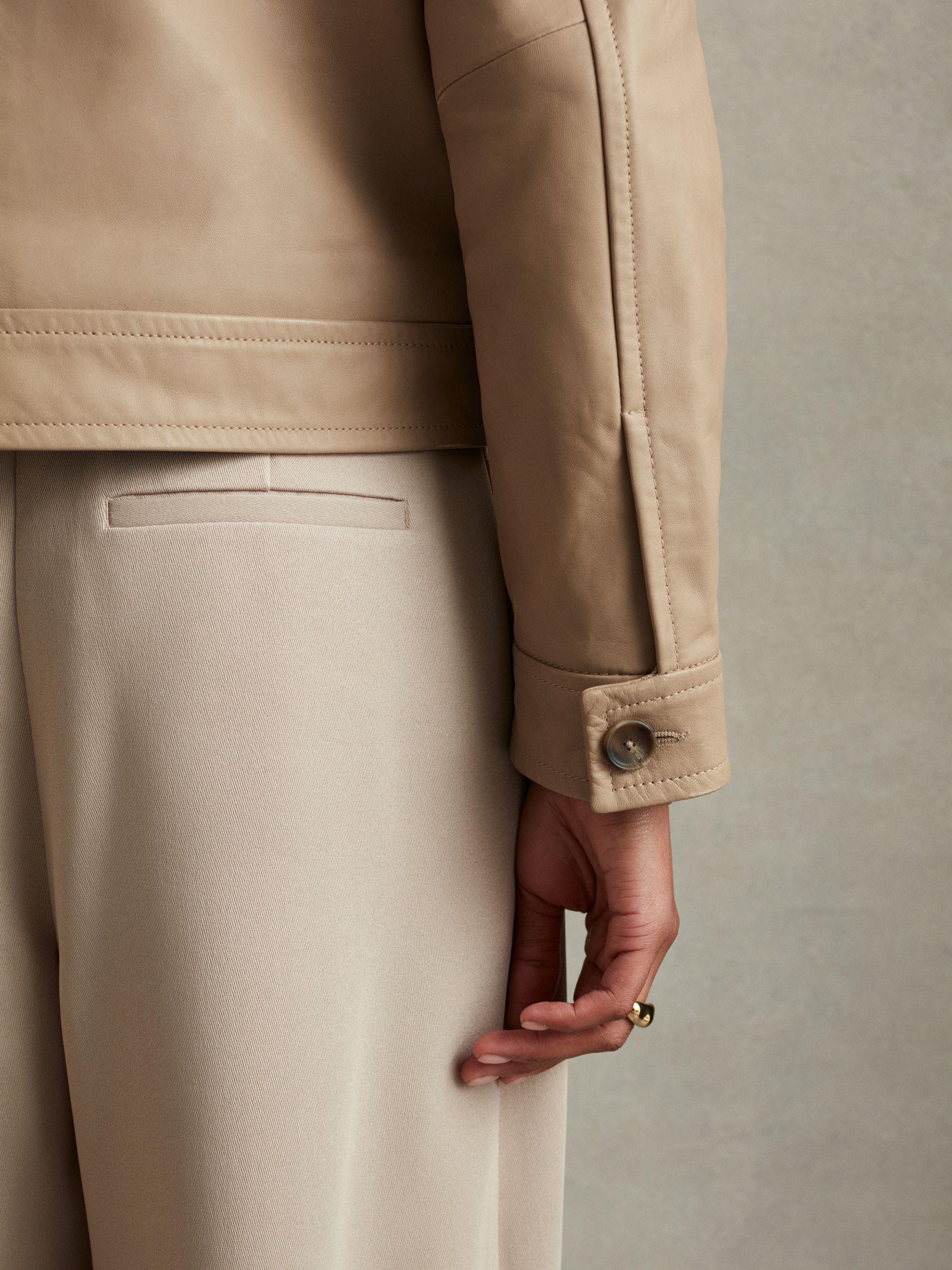 Leather Trucker Jacket in Neutral Product Image