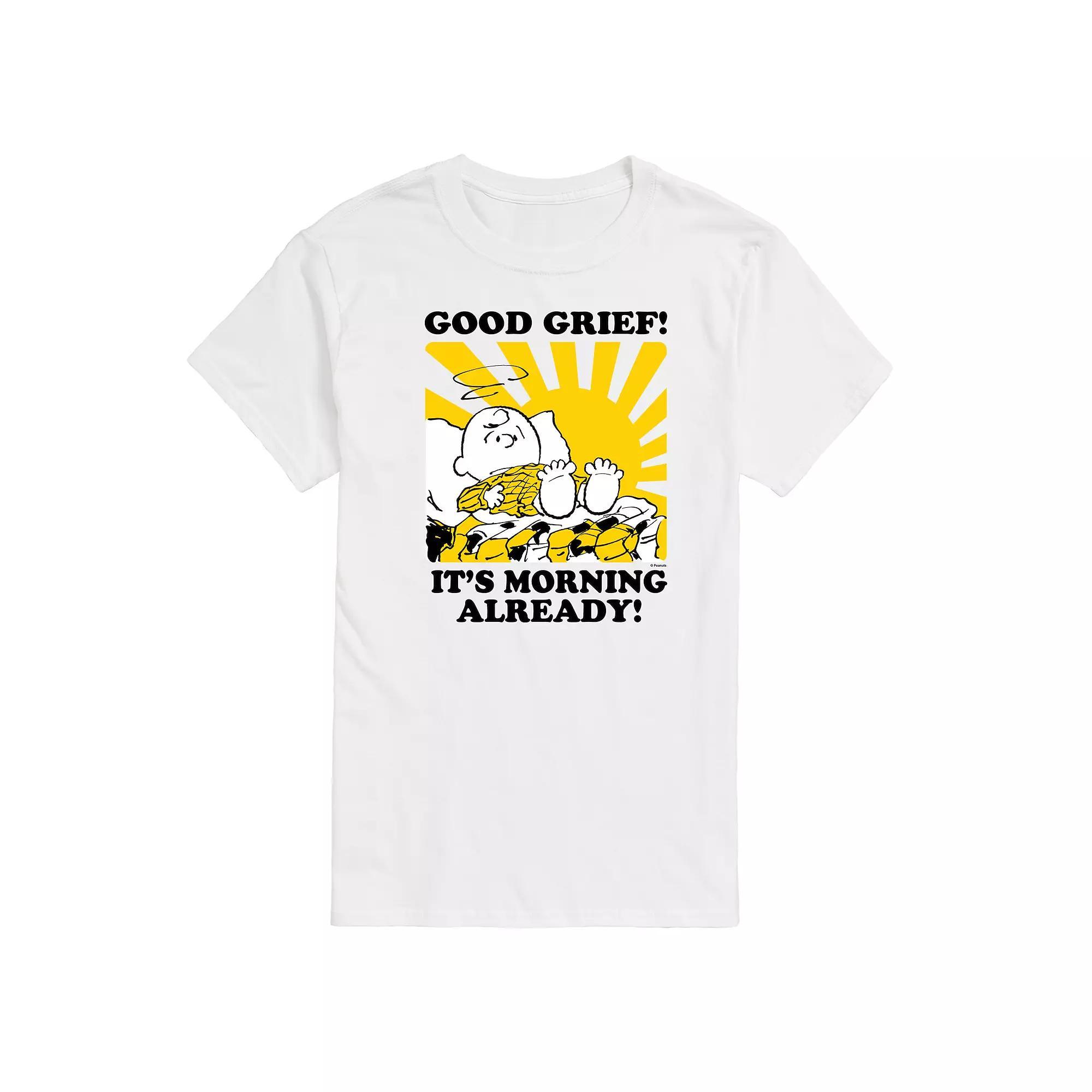 Mens Peanuts Its Morning Already Graphic Tee Grey Gray Product Image