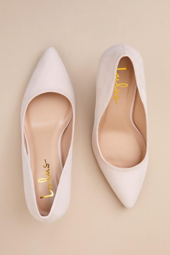 Mariee Beige Suede Pointed-Toe Pumps Product Image