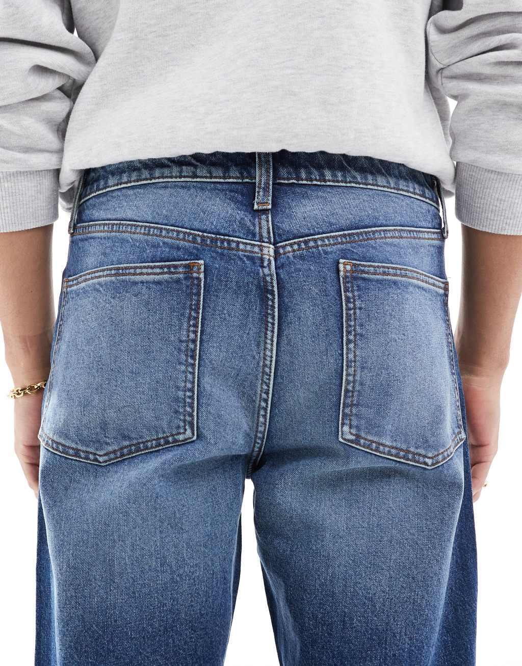 ASOS DESIGN straight stretch jeans in mid blue wash Product Image