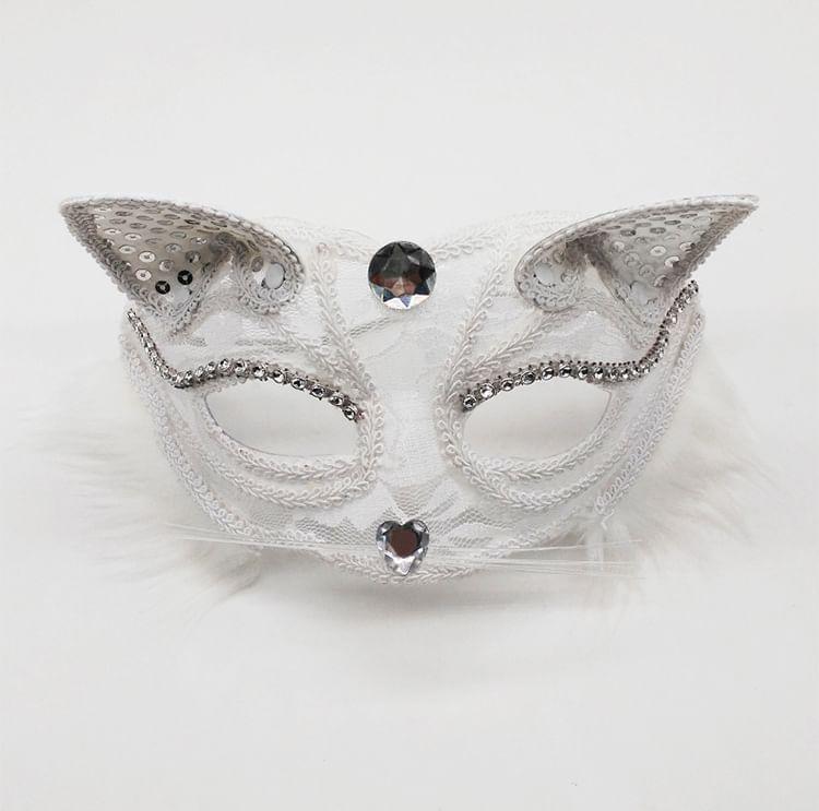 Halloween Lace Cat Mask Product Image