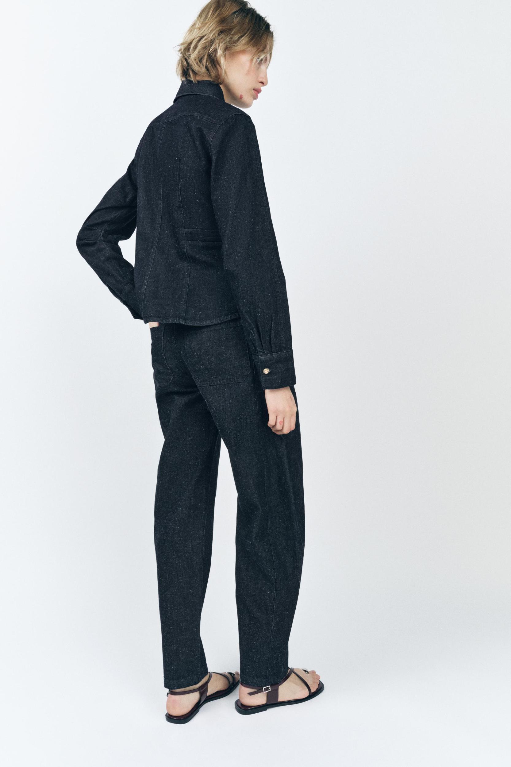ZW COLLECTION PLEATED DENIM SHIRT Product Image