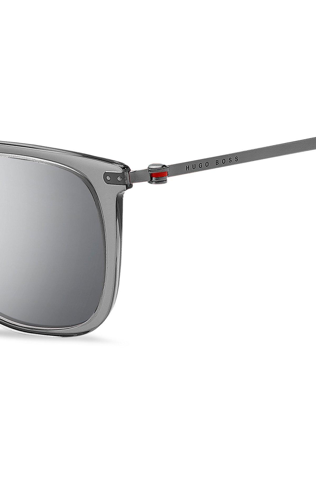 BOSS - Gray-acetate sunglasses with red accents Product Image