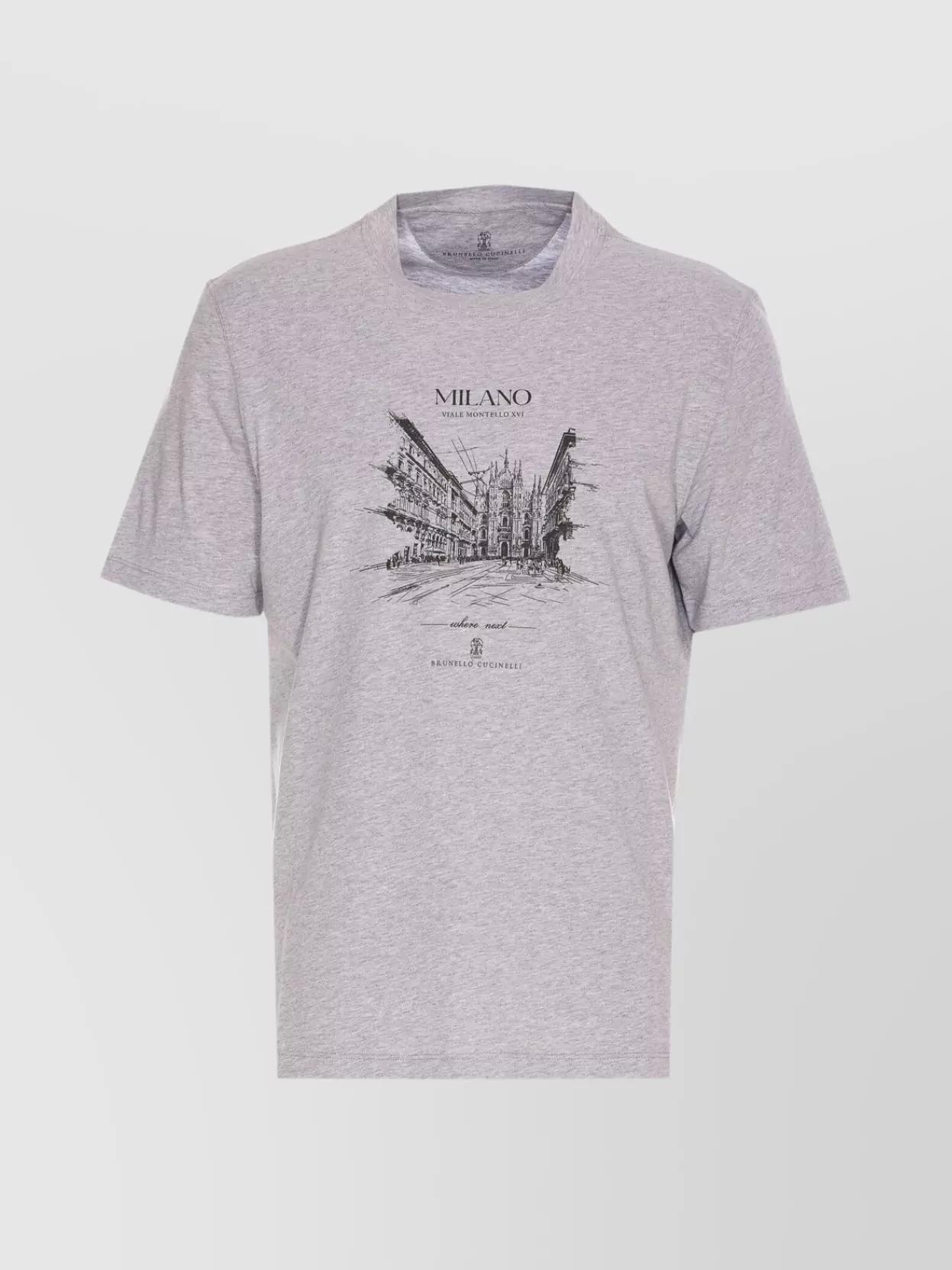 BRUNELLO CUCINELLI Crewneck Graphic Print T-shirt Short Sleeves Product Image