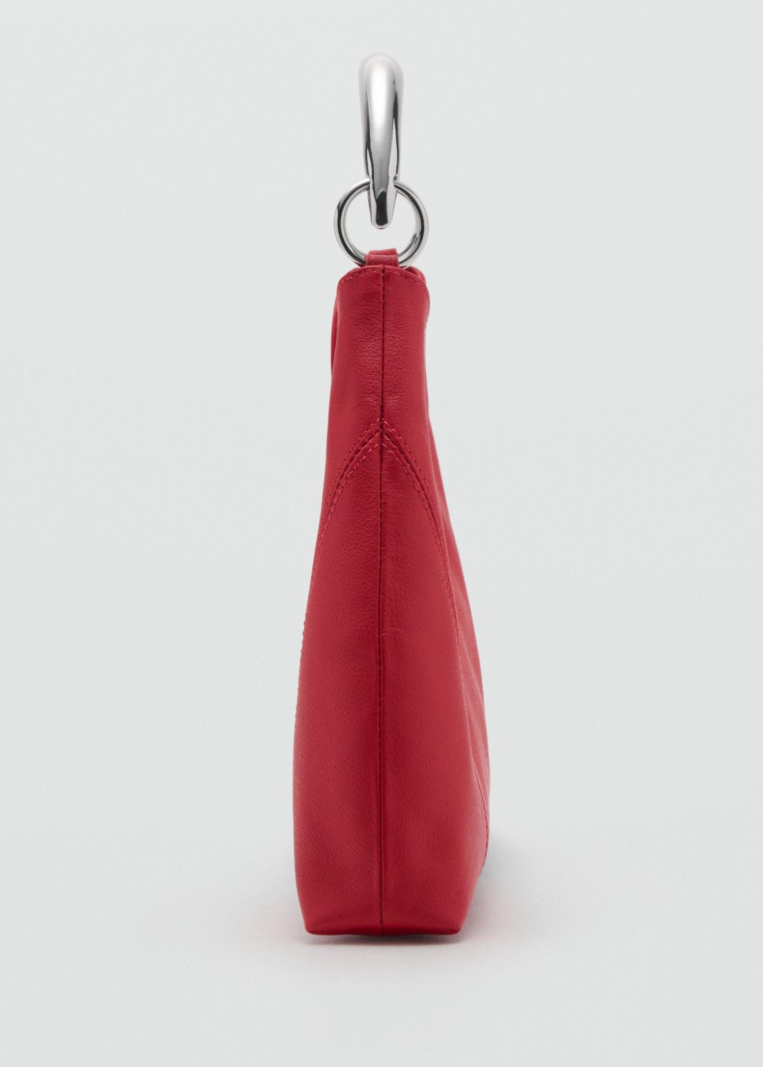 Leather shoulder bag with metal handle - Women | MANGO USA Product Image