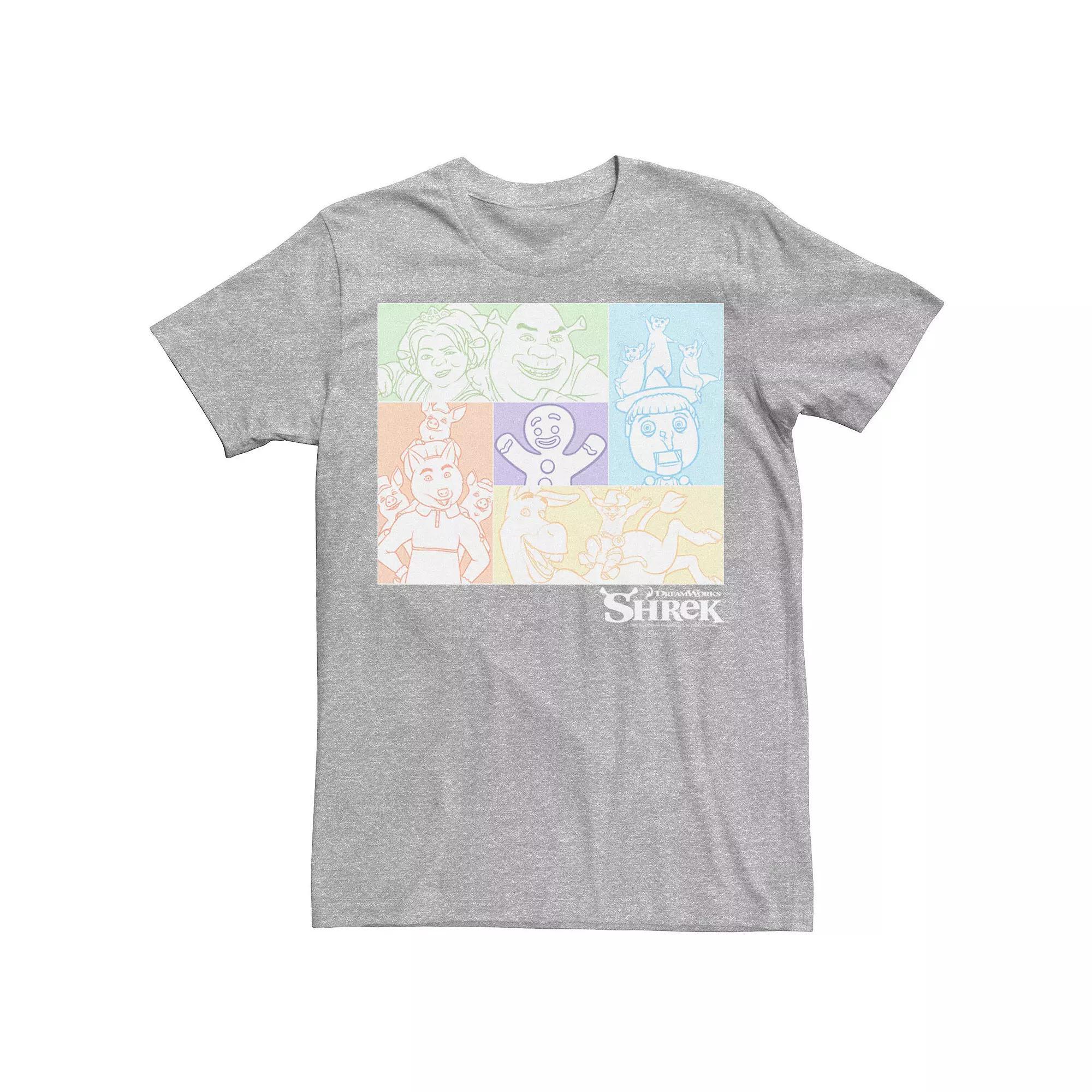 Men's Shrek Group Shot Pastel Box Up Tee, Size: 3XL, Athletic Grey Product Image