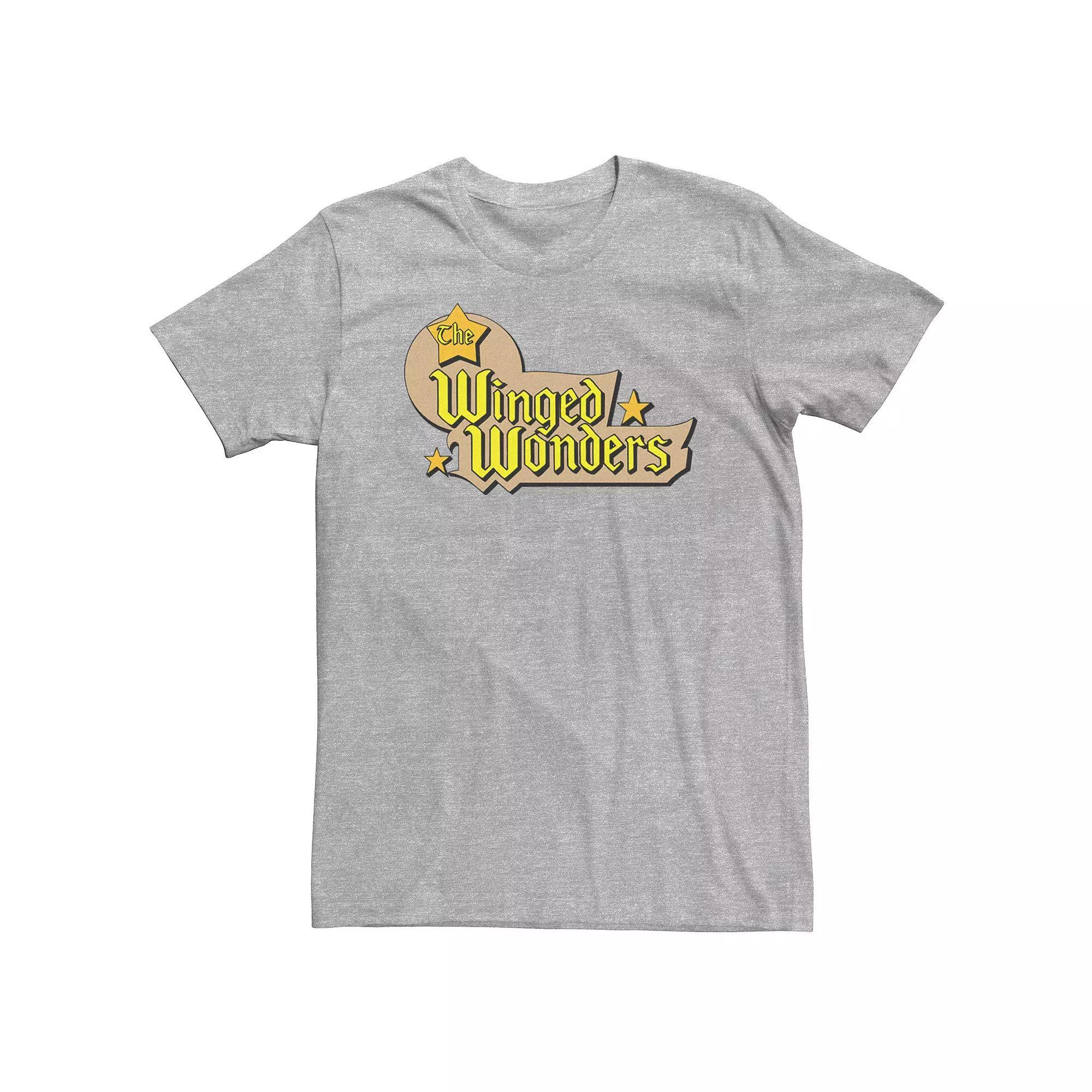 Big & Tall DC Comics The Winged Wonders Text Logo Tee, Men's, Size: Large Tall, Navy Grey Product Image