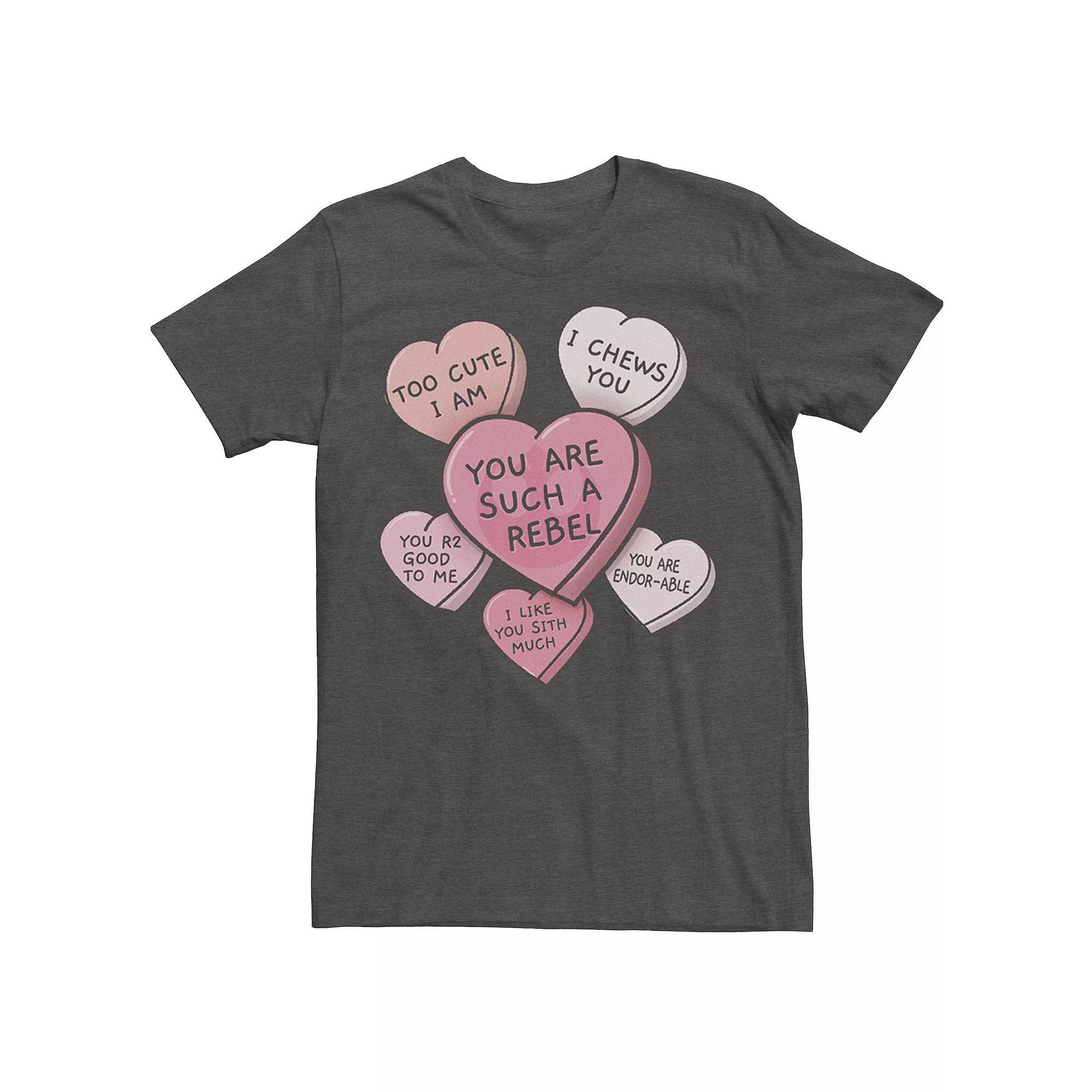 Big & Tall Star Wars Valentines Candy Heart Quotes Tee, Men's, Size: XLT, Grey Heather Product Image