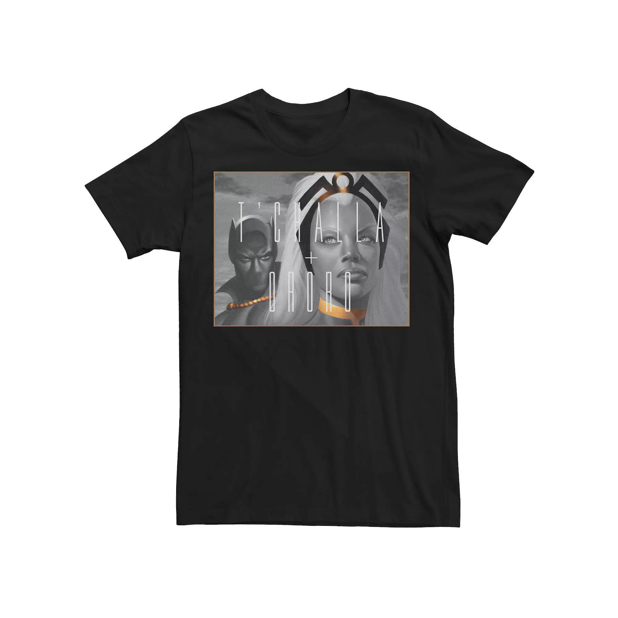 Men's Marvel T'Challa And Ororo Text Overlay Portrait Tee, Size: 3XL, Black Product Image