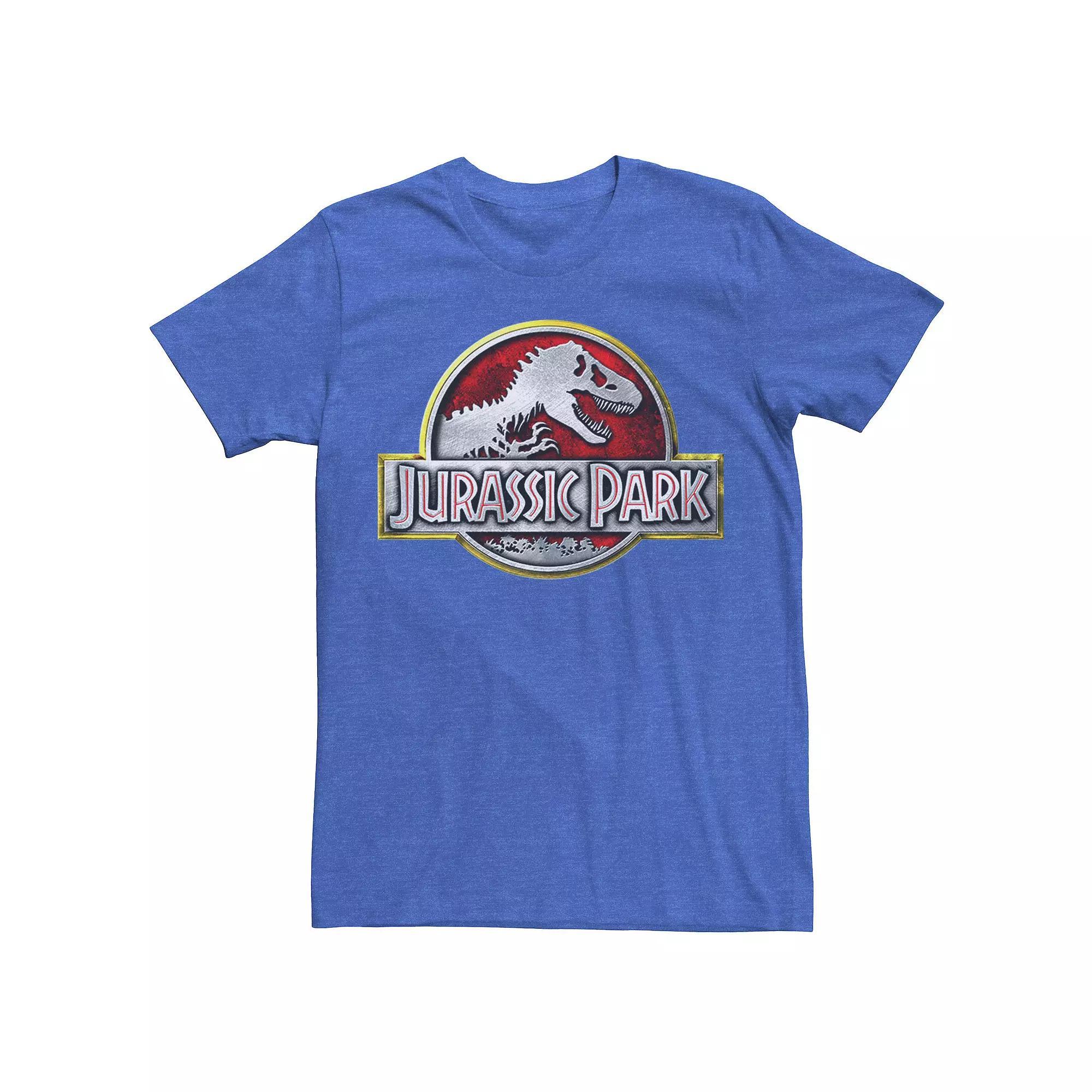 Mens Jurassic Park Chrome Logo Tee, Men's, Size: Large, Red Grey Product Image