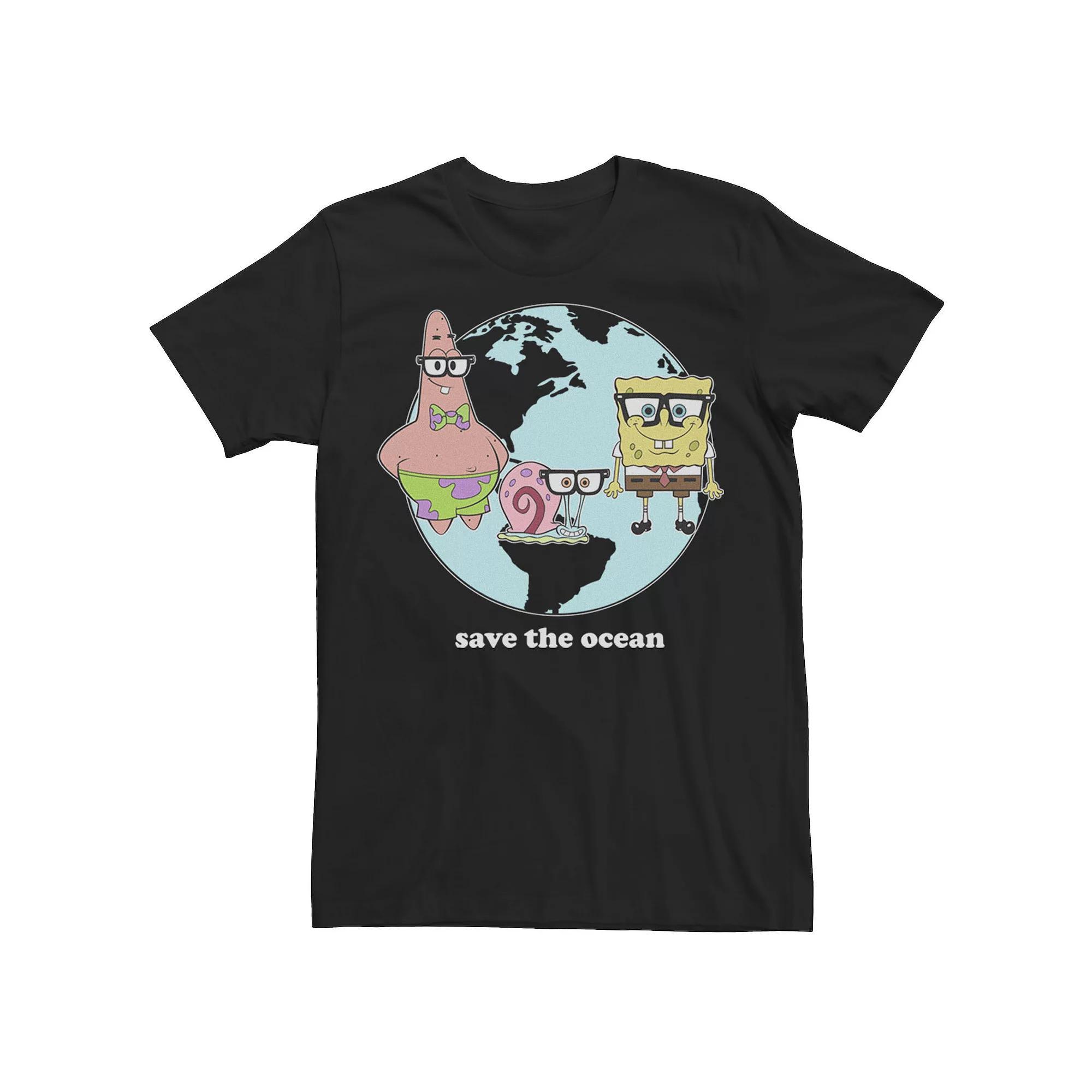 Big & Tall SpongeBob SquarePants Gary & Patrick Save The Ocean Tee, Men's, Size: XLT, Black Product Image