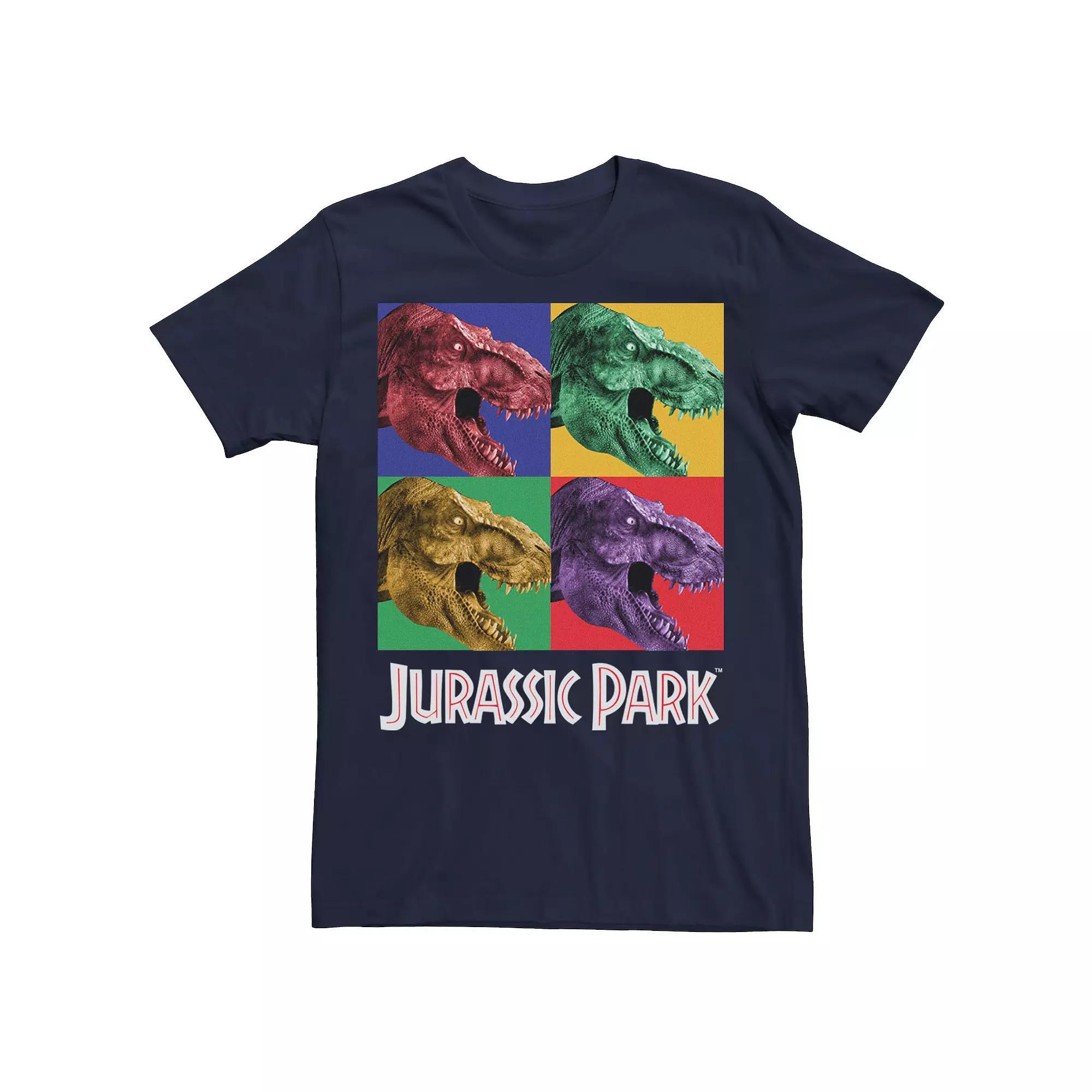 Men's Jurassic Park Four Square Dino Pop Art Style Tee, Size: 3XL, Blue Hthr Product Image